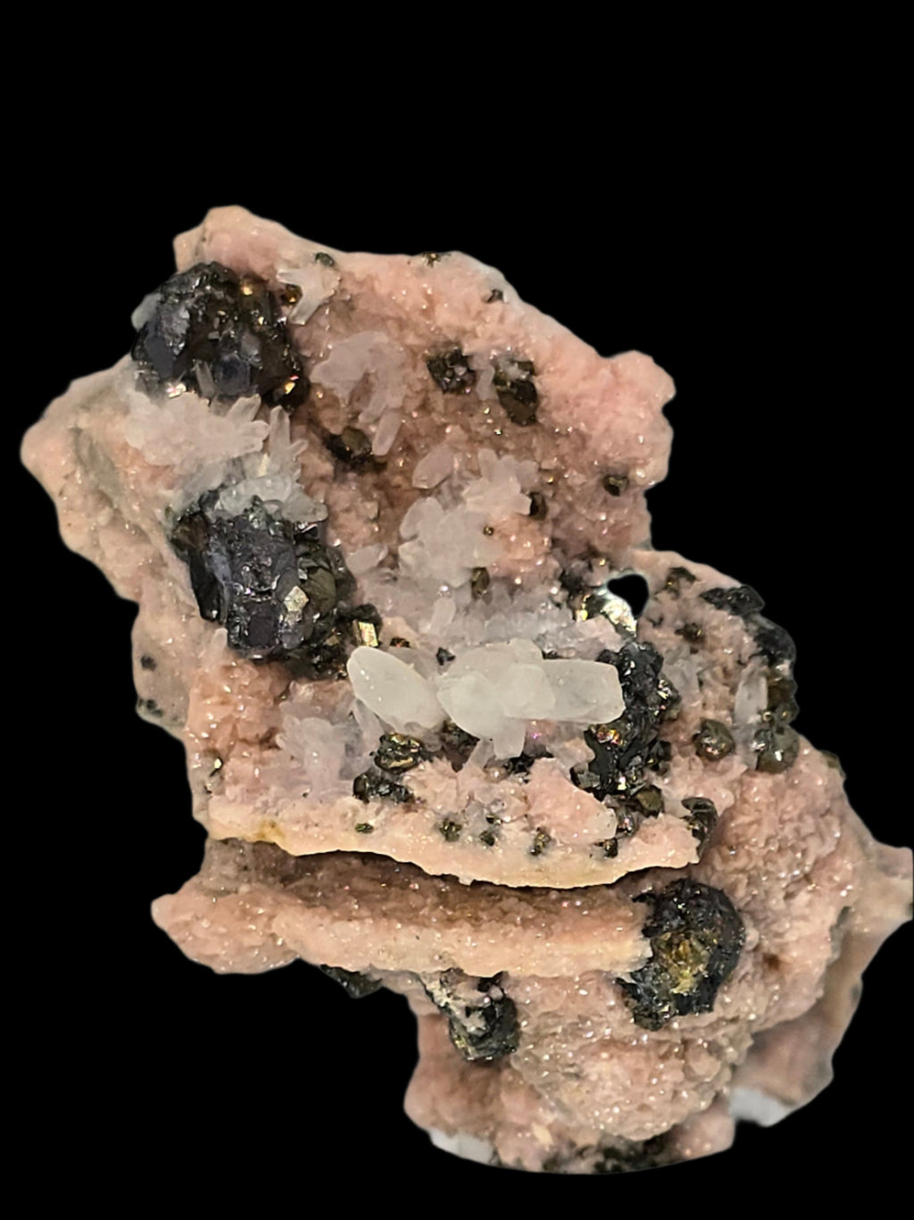 RHODOCHROSITE, CHALCOPYRITE, QUARTZ (miniature)