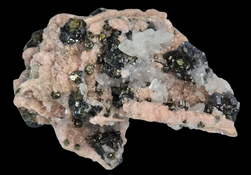 RHODOCHROSITE, CHALCOPYRITE, QUARTZ (miniature)