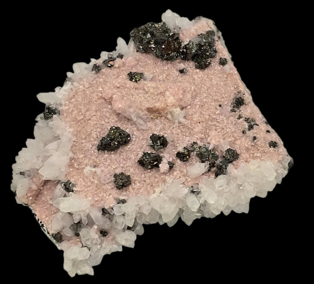 RHODOCHROSITE, CHALCOPYRITE, QUARTZ (miniature)