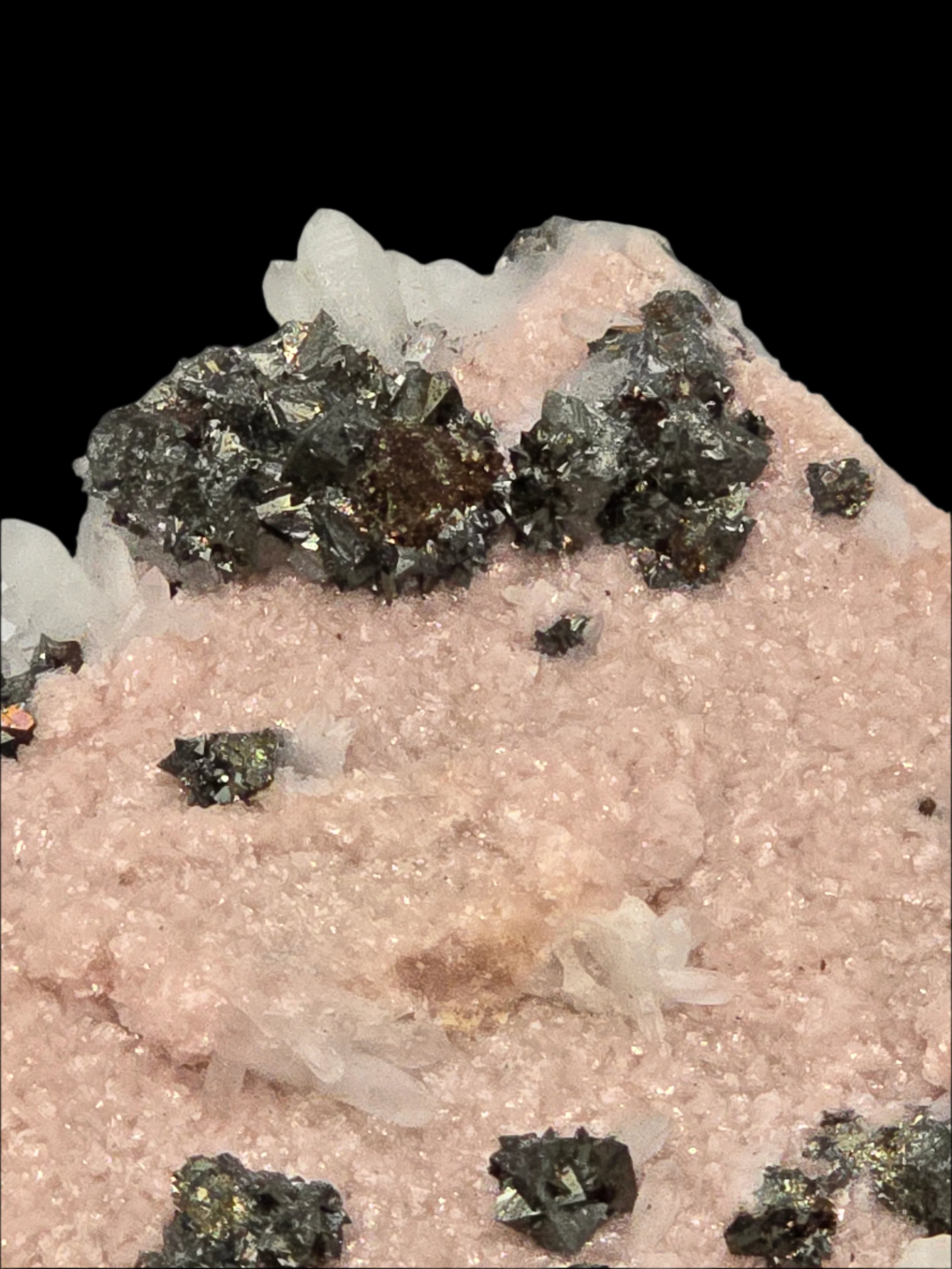 RHODOCHROSITE, CHALCOPYRITE, QUARTZ (miniature)