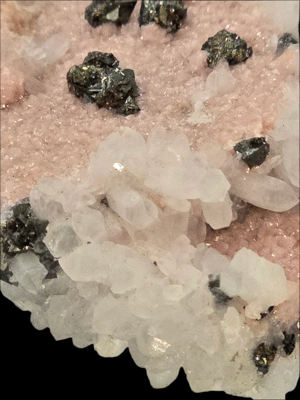 RHODOCHROSITE, CHALCOPYRITE, QUARTZ (miniature)
