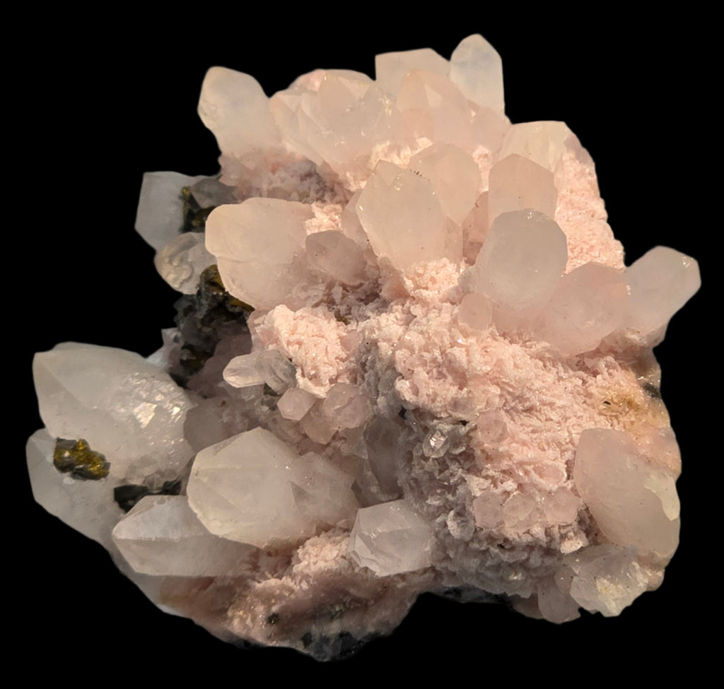 CHALCOPYRITE, RHODOCHROSITE, PYRITE, QUARTZ  SMALL CABINET