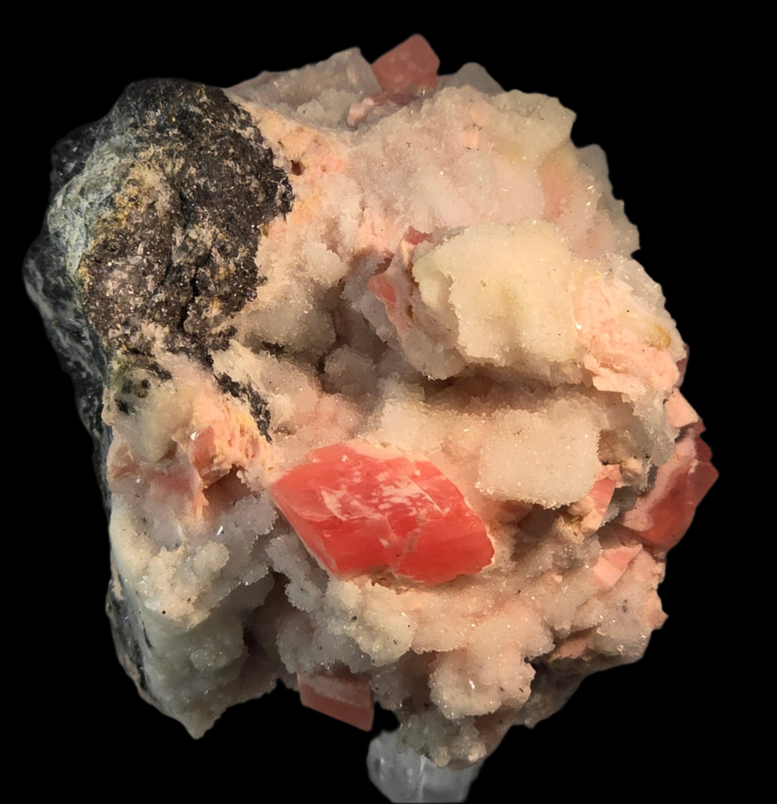 RHODOCHROSITE with CALCITE (miniature)
