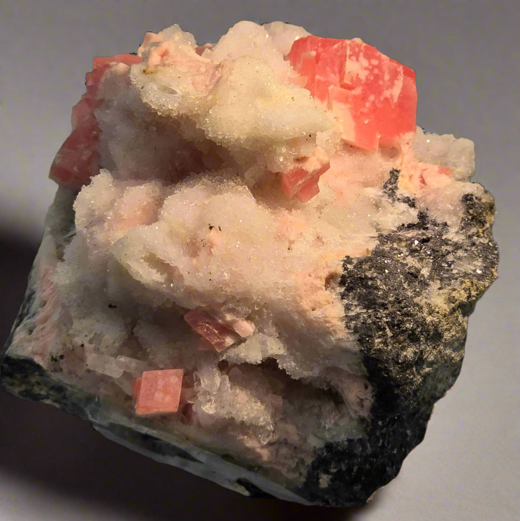 RHODOCHROSITE with CALCITE (miniature)