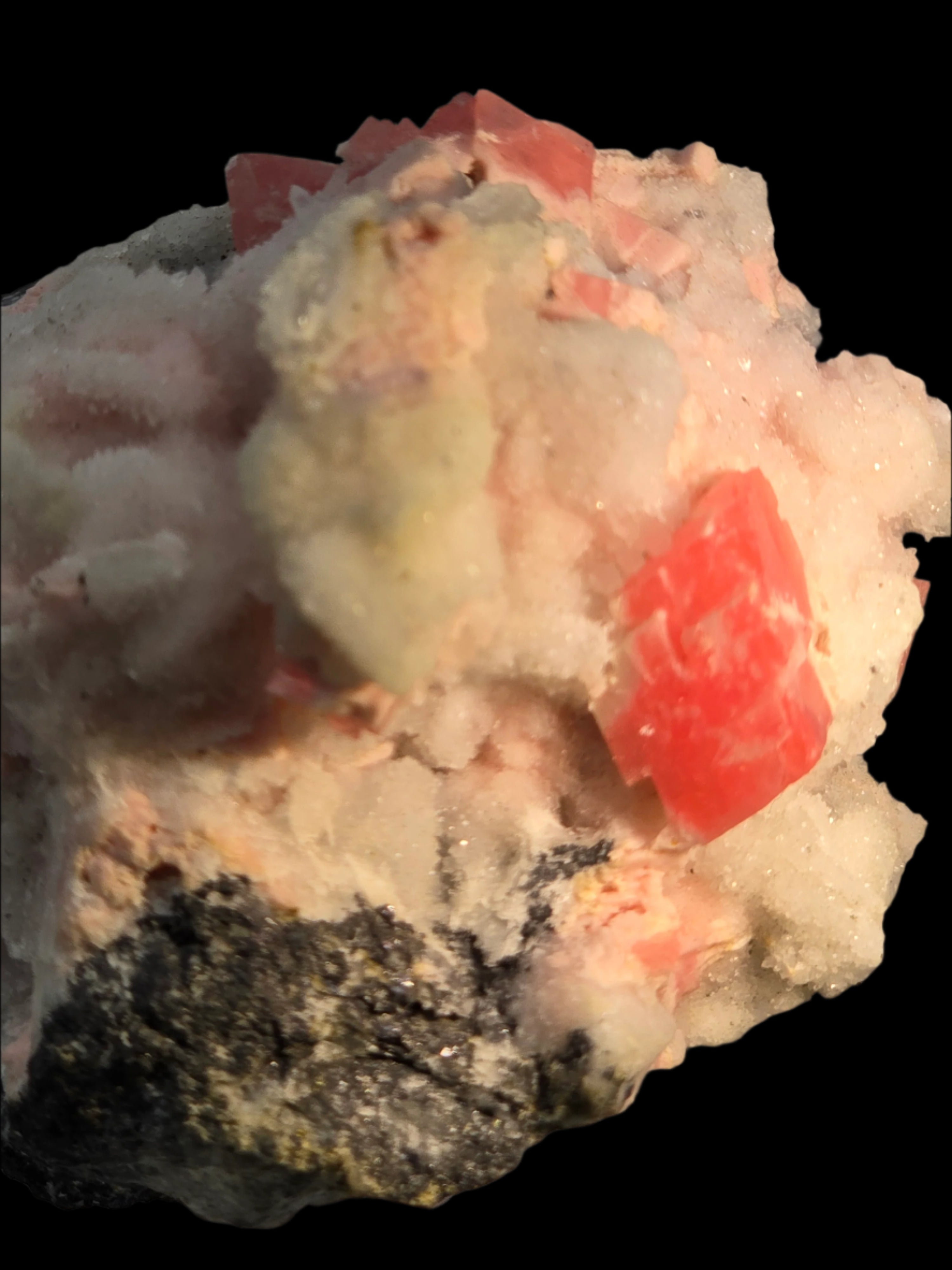 RHODOCHROSITE with CALCITE (miniature)