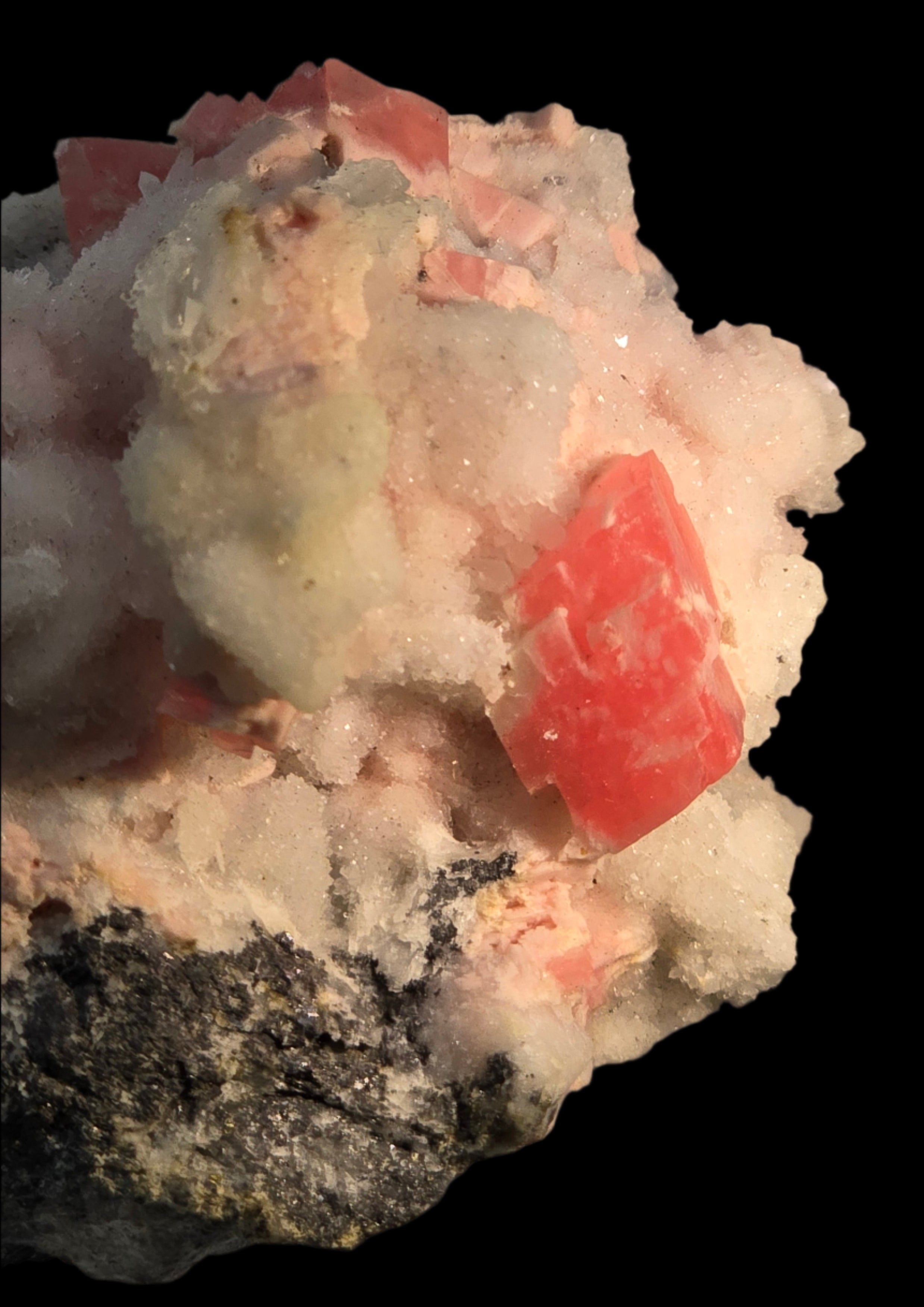 RHODOCHROSITE with CALCITE (miniature)