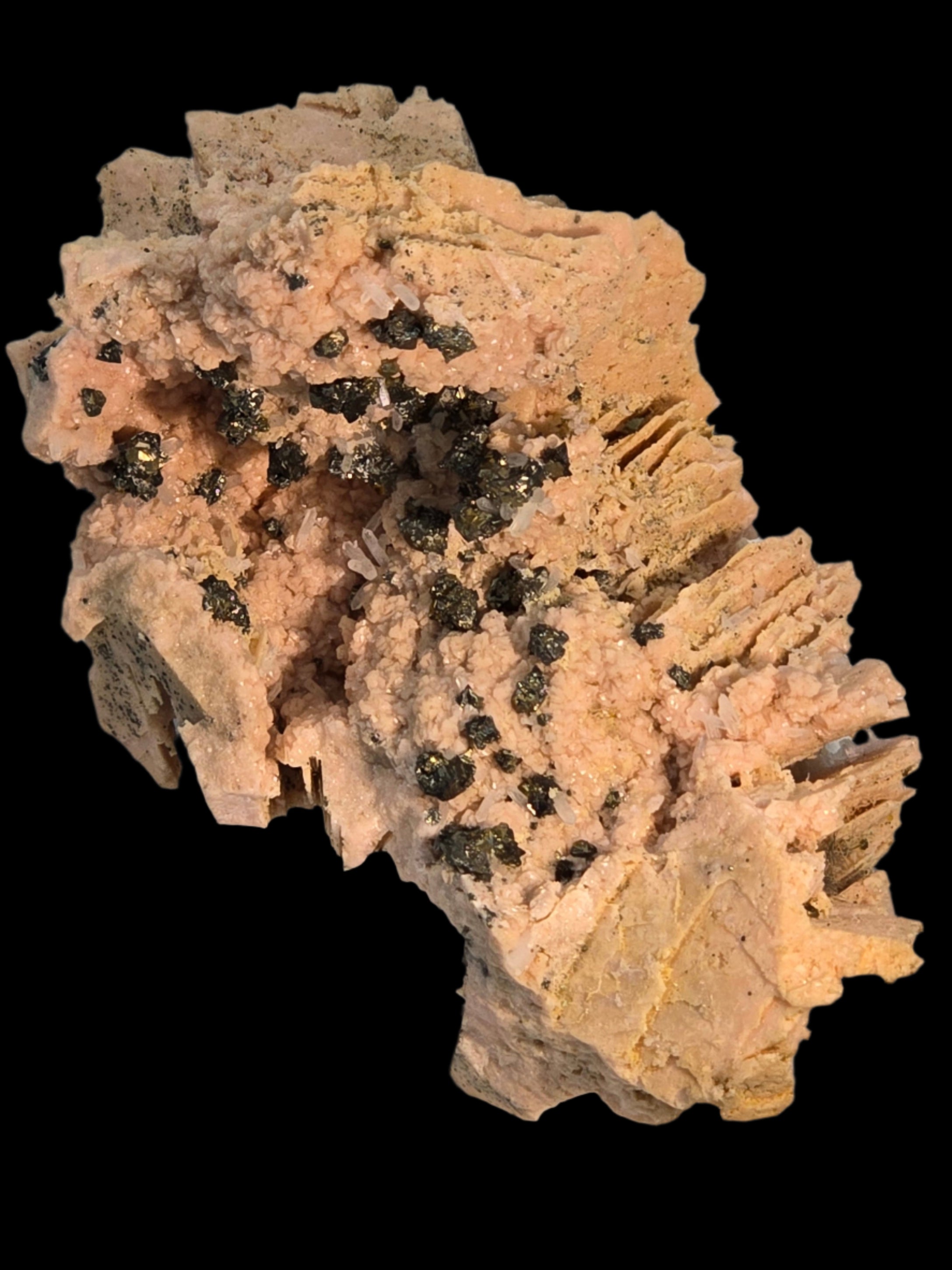 RHODOCHROSITE, CHALCOPYRITE, QUARTZ (cabinet)