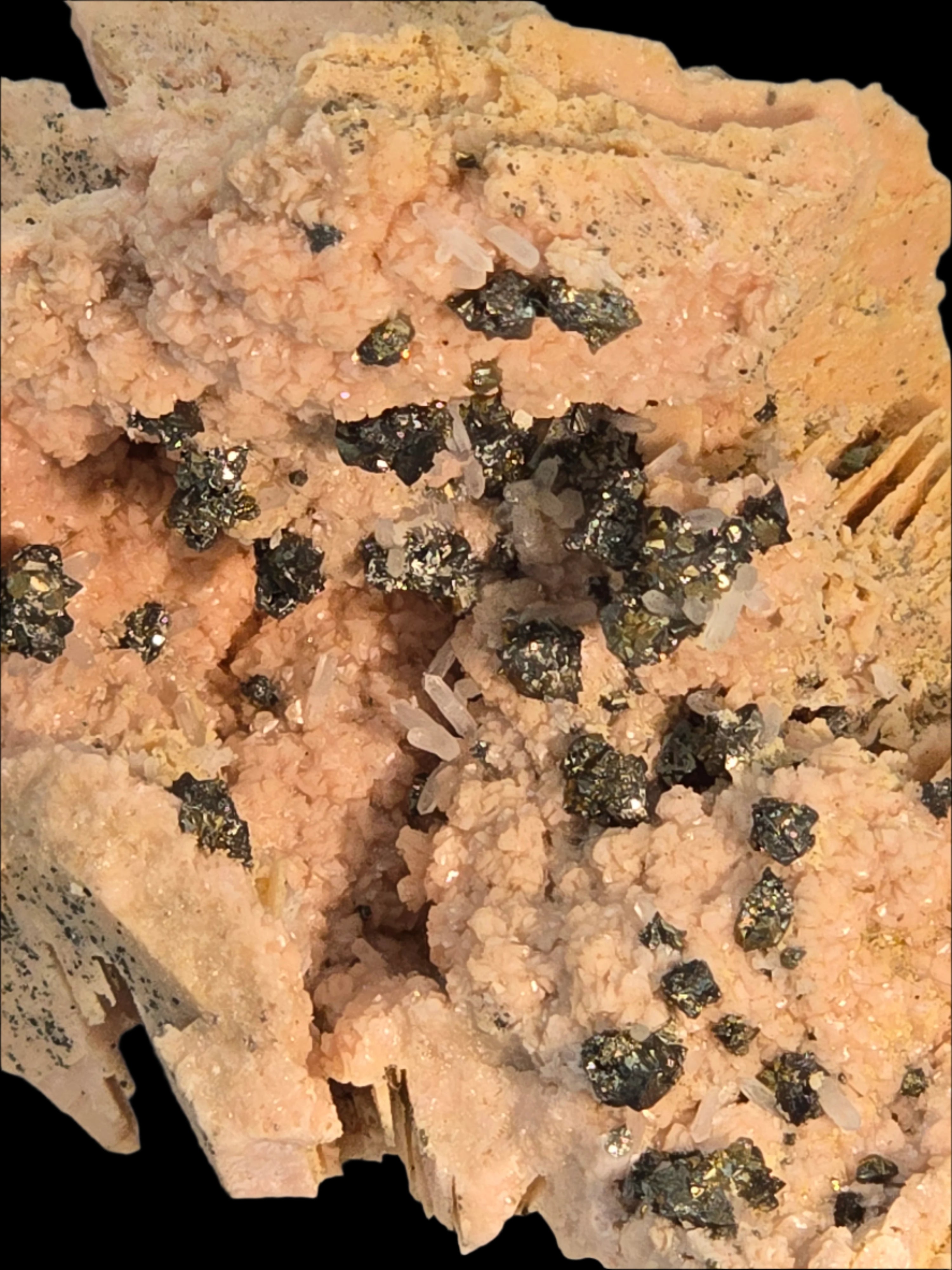 RHODOCHROSITE, CHALCOPYRITE, QUARTZ (cabinet)