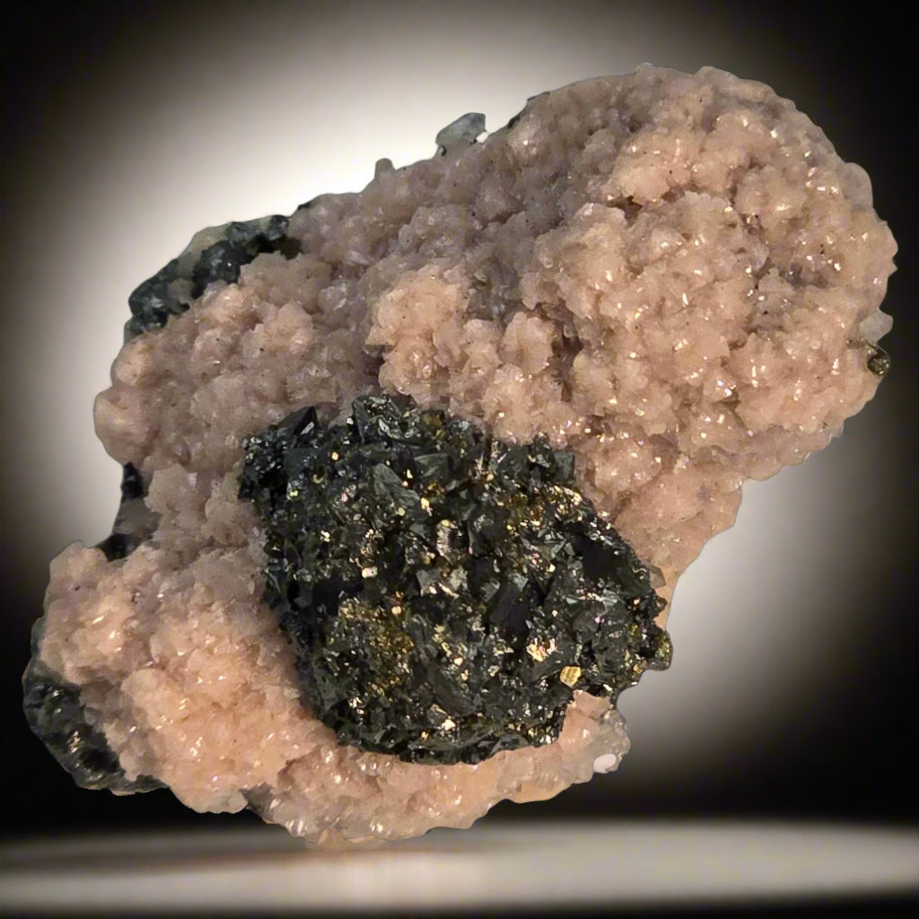 RHODOCHROSITE, CHALCOPYRITE (miniature)