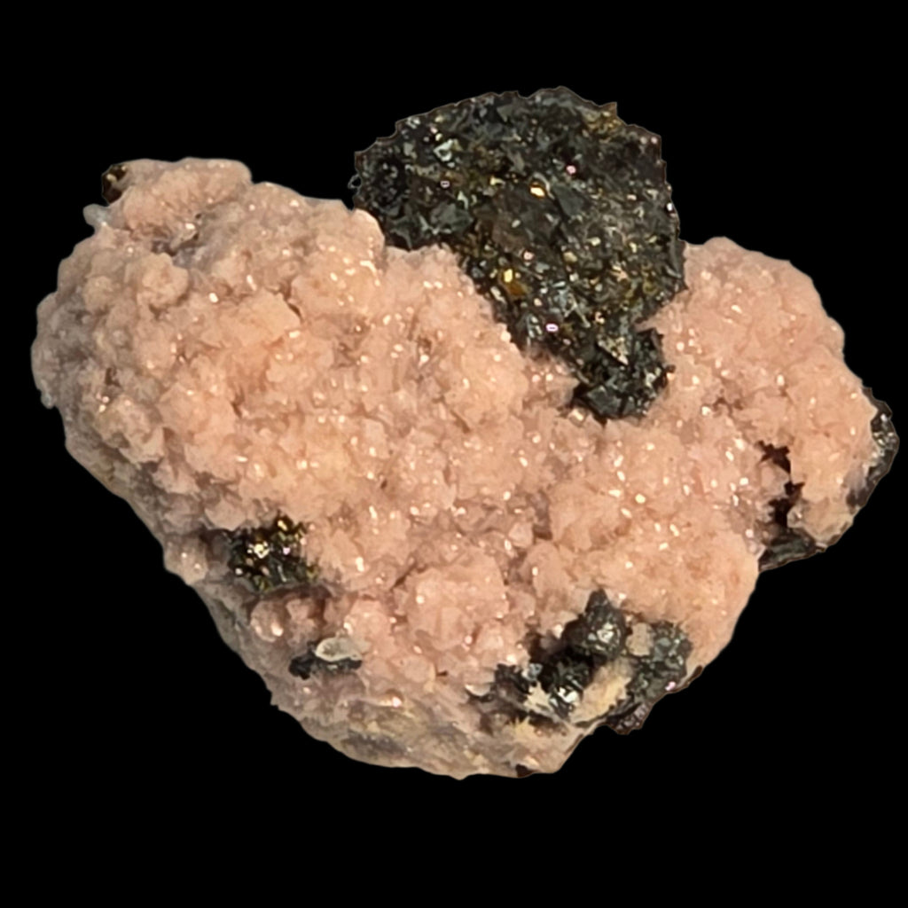 RHODOCHROSITE, CHALCOPYRITE (miniature)