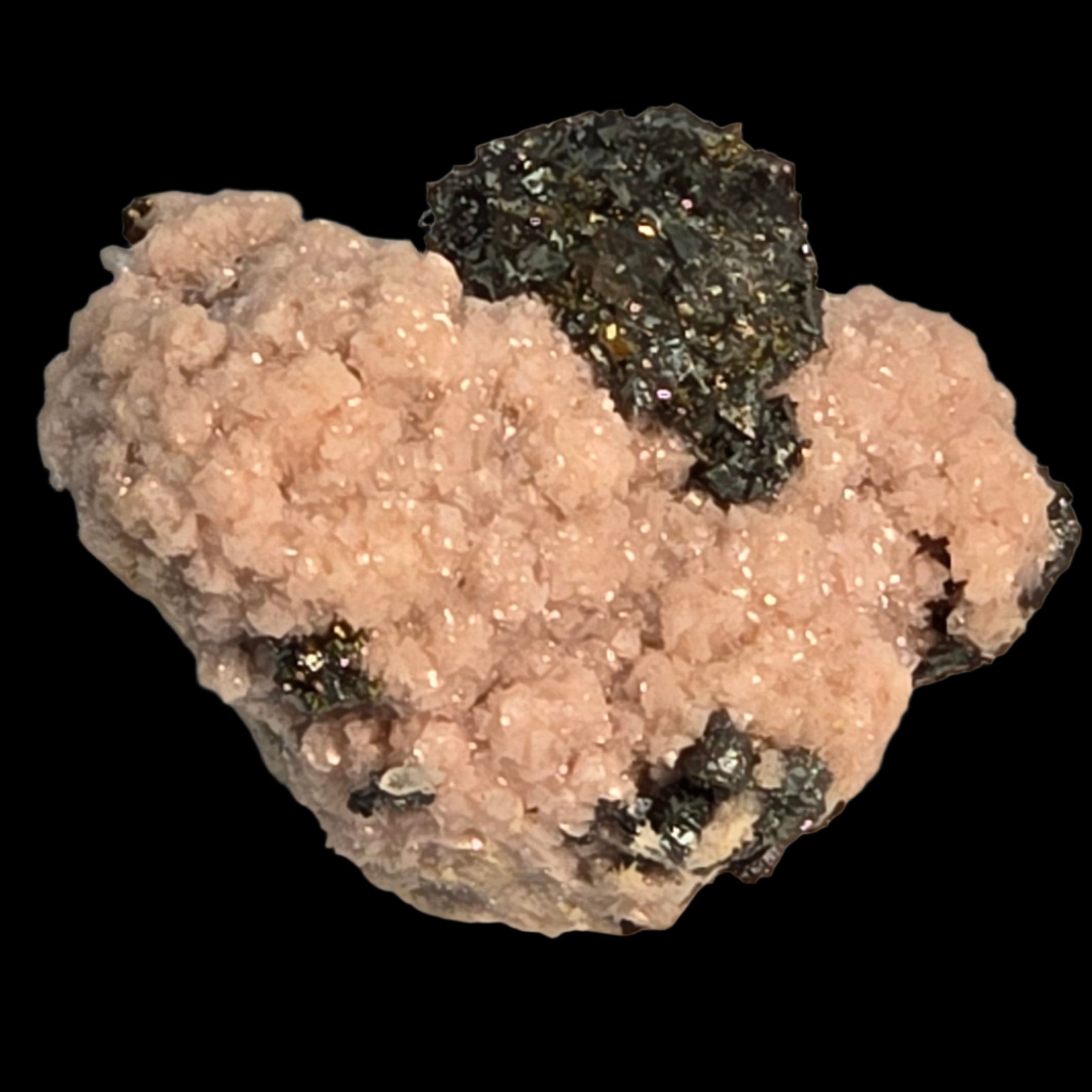 RHODOCHROSITE, CHALCOPYRITE (miniature)