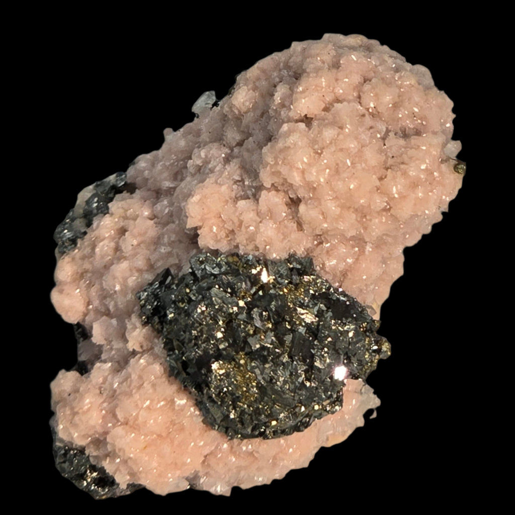 RHODOCHROSITE, CHALCOPYRITE (miniature)