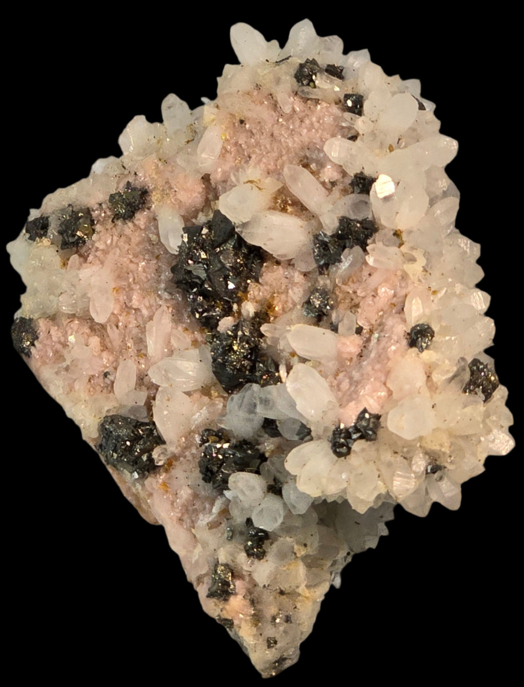 RHODOCHROSITE, CHALCOPYRITE, QUARTZ (miniature)