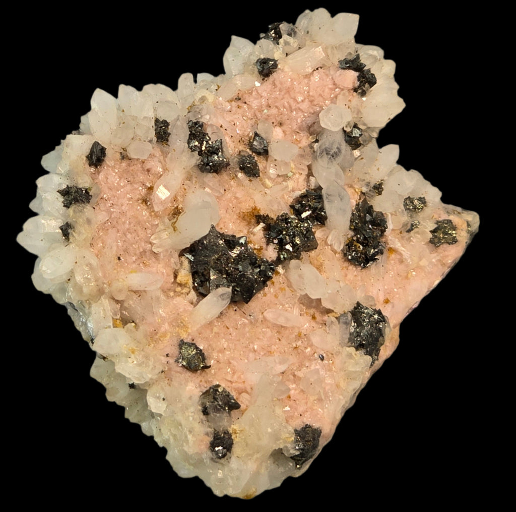 RHODOCHROSITE, CHALCOPYRITE, QUARTZ (miniature)