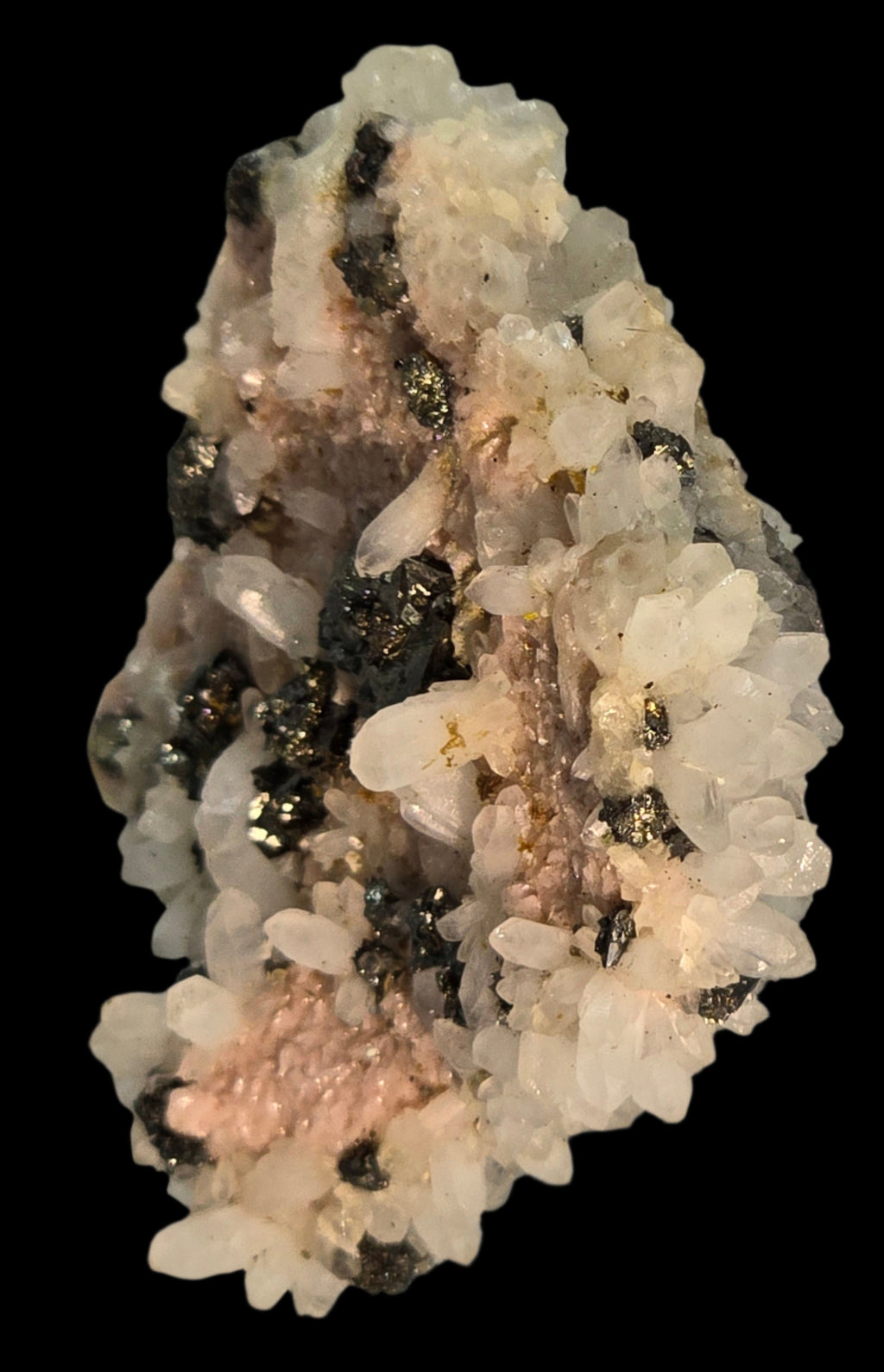 RHODOCHROSITE, CHALCOPYRITE, QUARTZ (miniature)