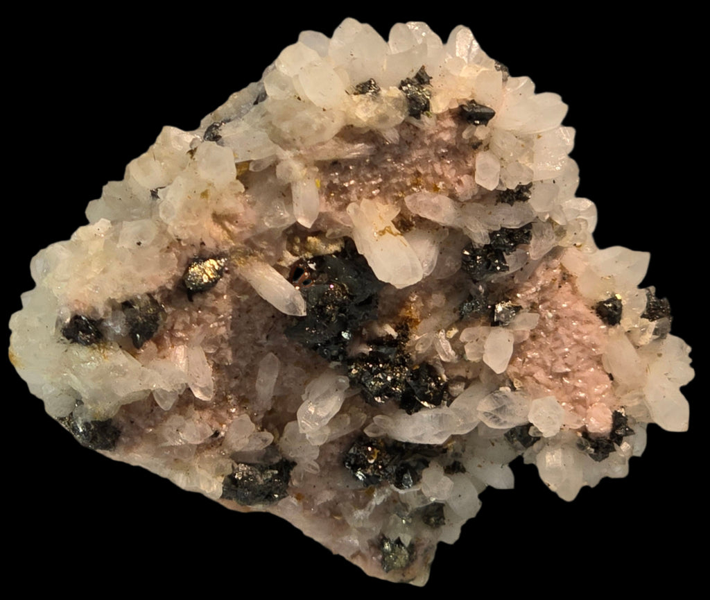 RHODOCHROSITE, CHALCOPYRITE, QUARTZ (miniature)