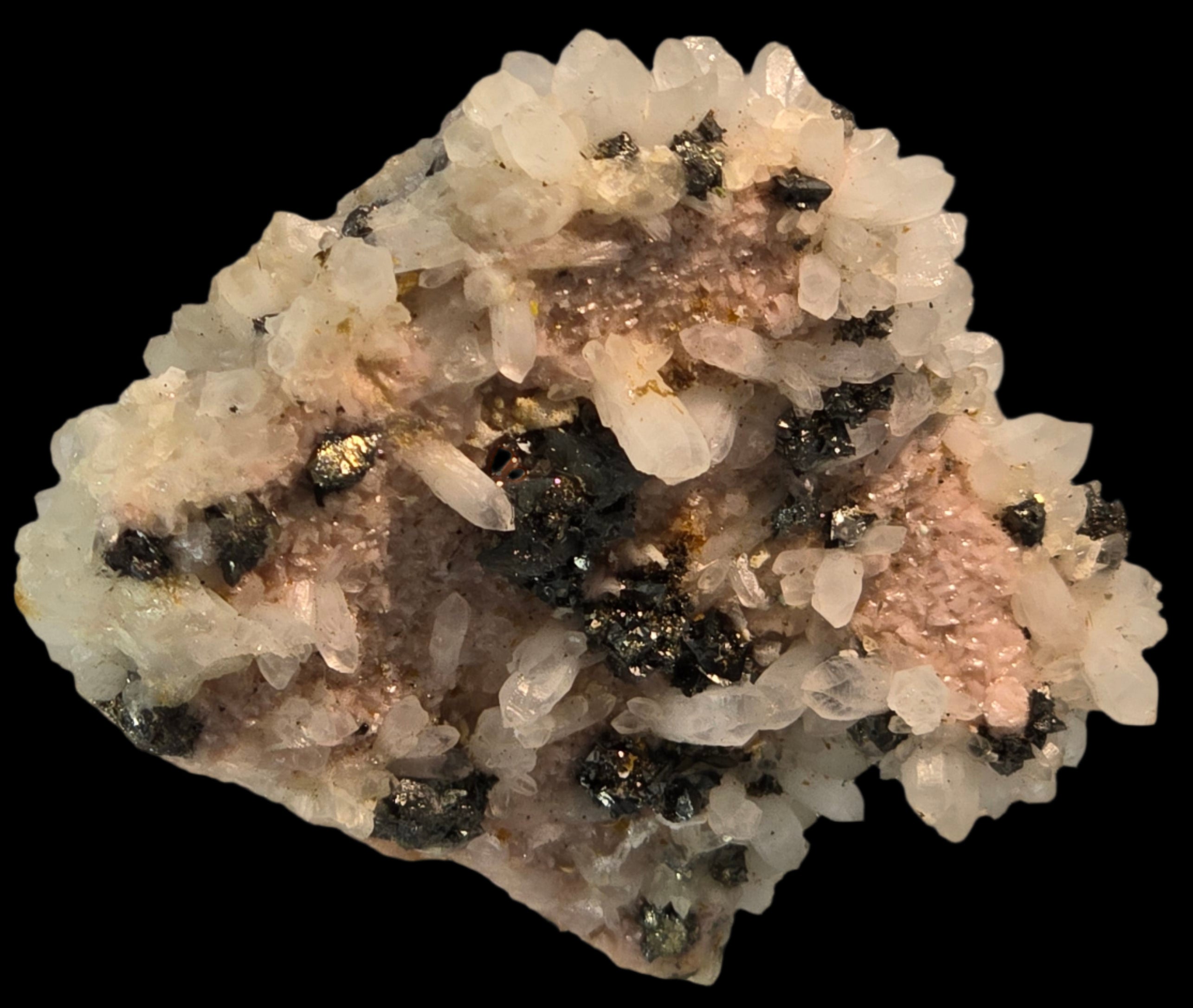RHODOCHROSITE, CHALCOPYRITE, QUARTZ (miniature)