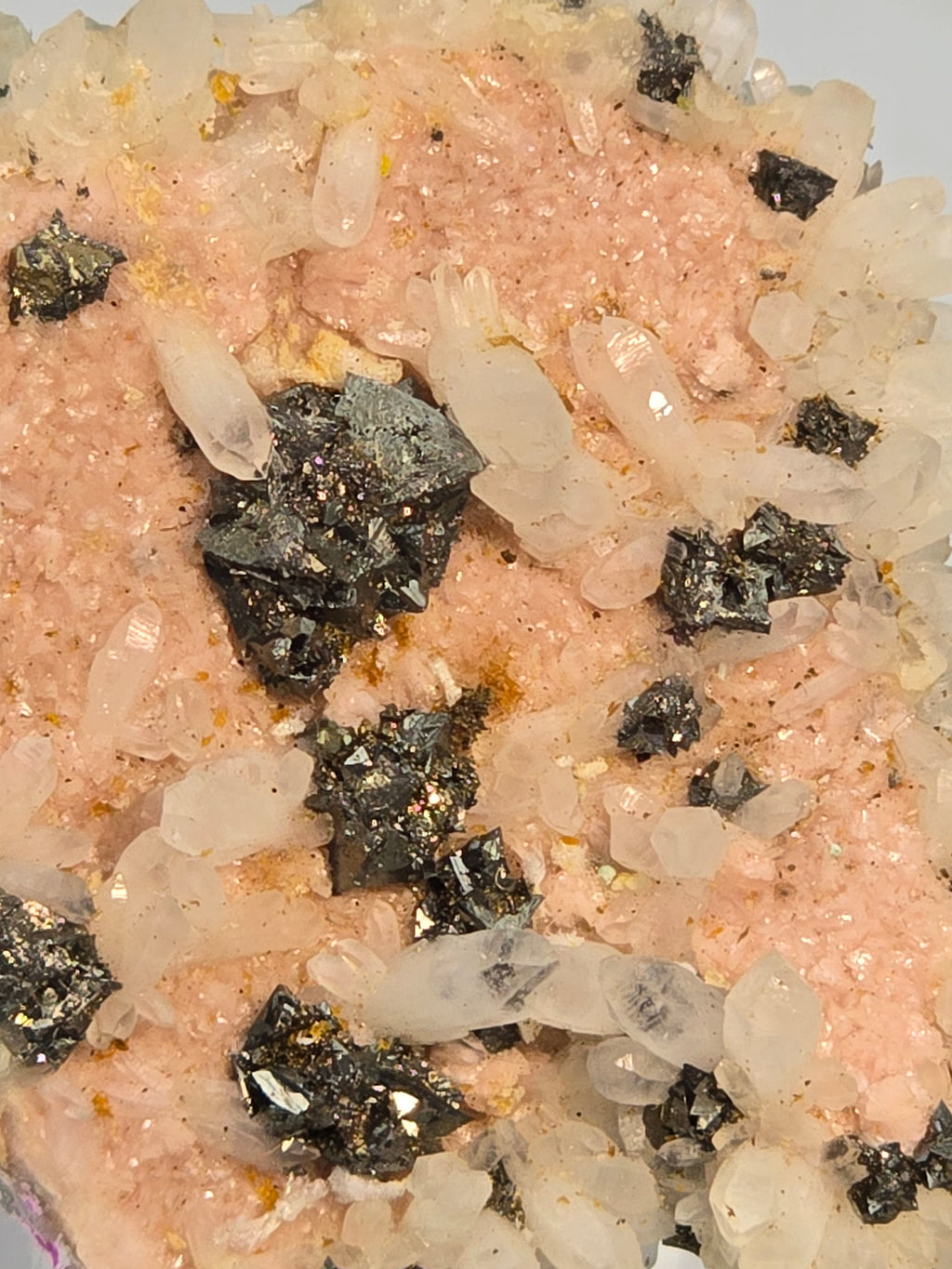 RHODOCHROSITE, CHALCOPYRITE, QUARTZ (miniature)