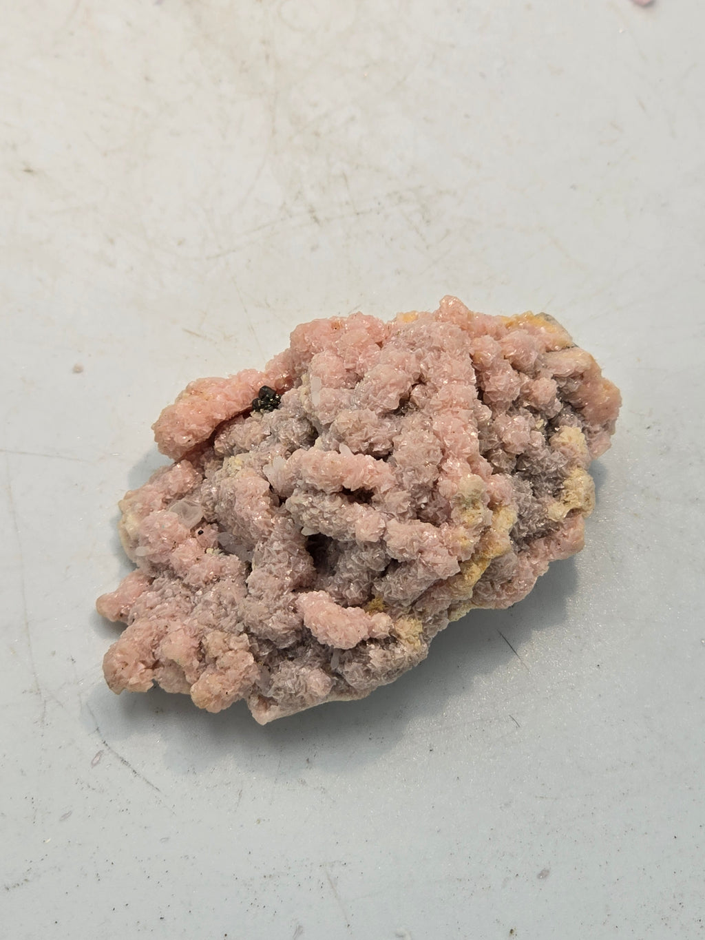 RHODOCHROSITE, CHALCOPYRITE, QUARTZ (small cabinet)