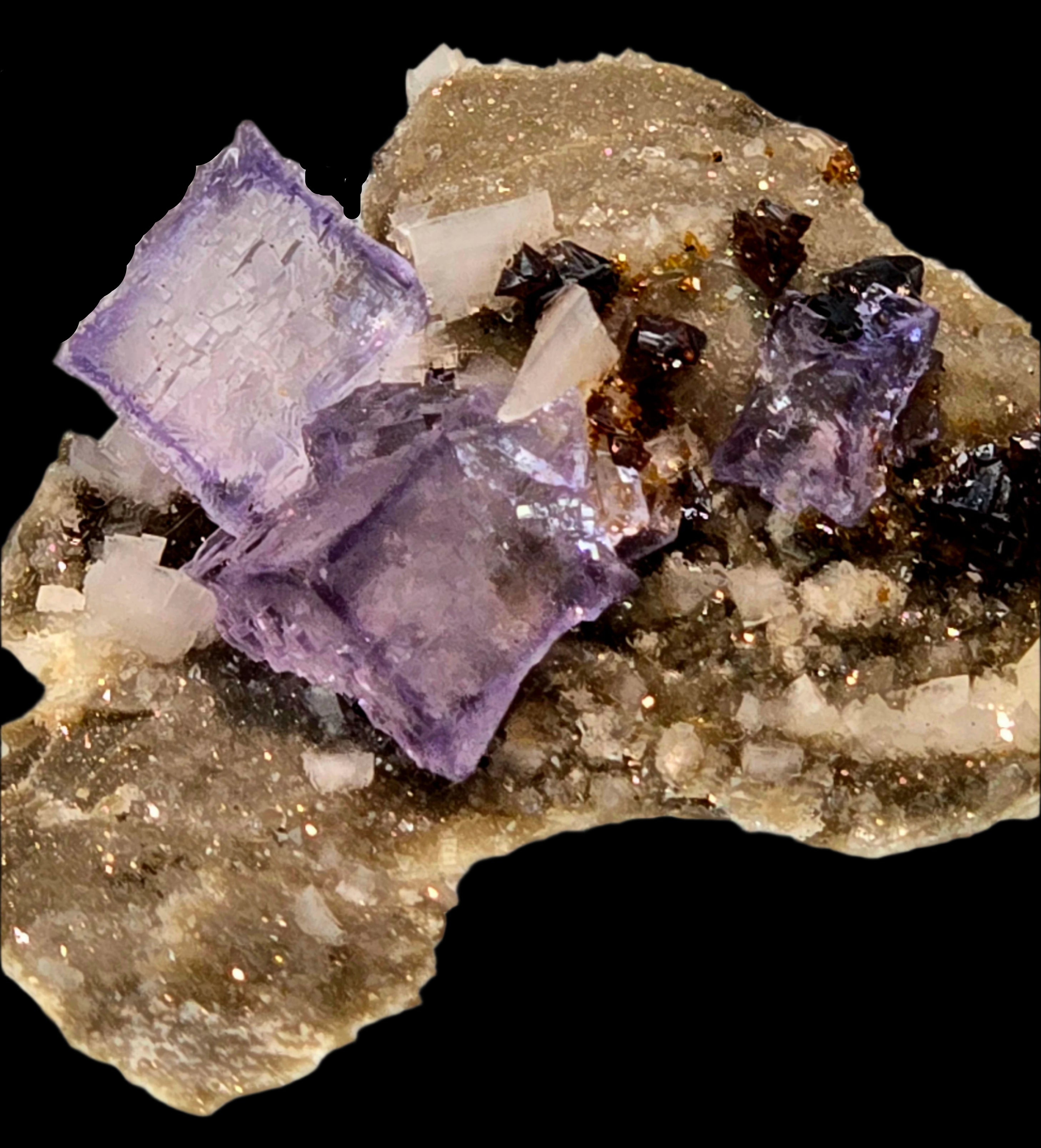 FLUORITE, RUBY JACK SPHALERITE, DOLOMITE (miniature)