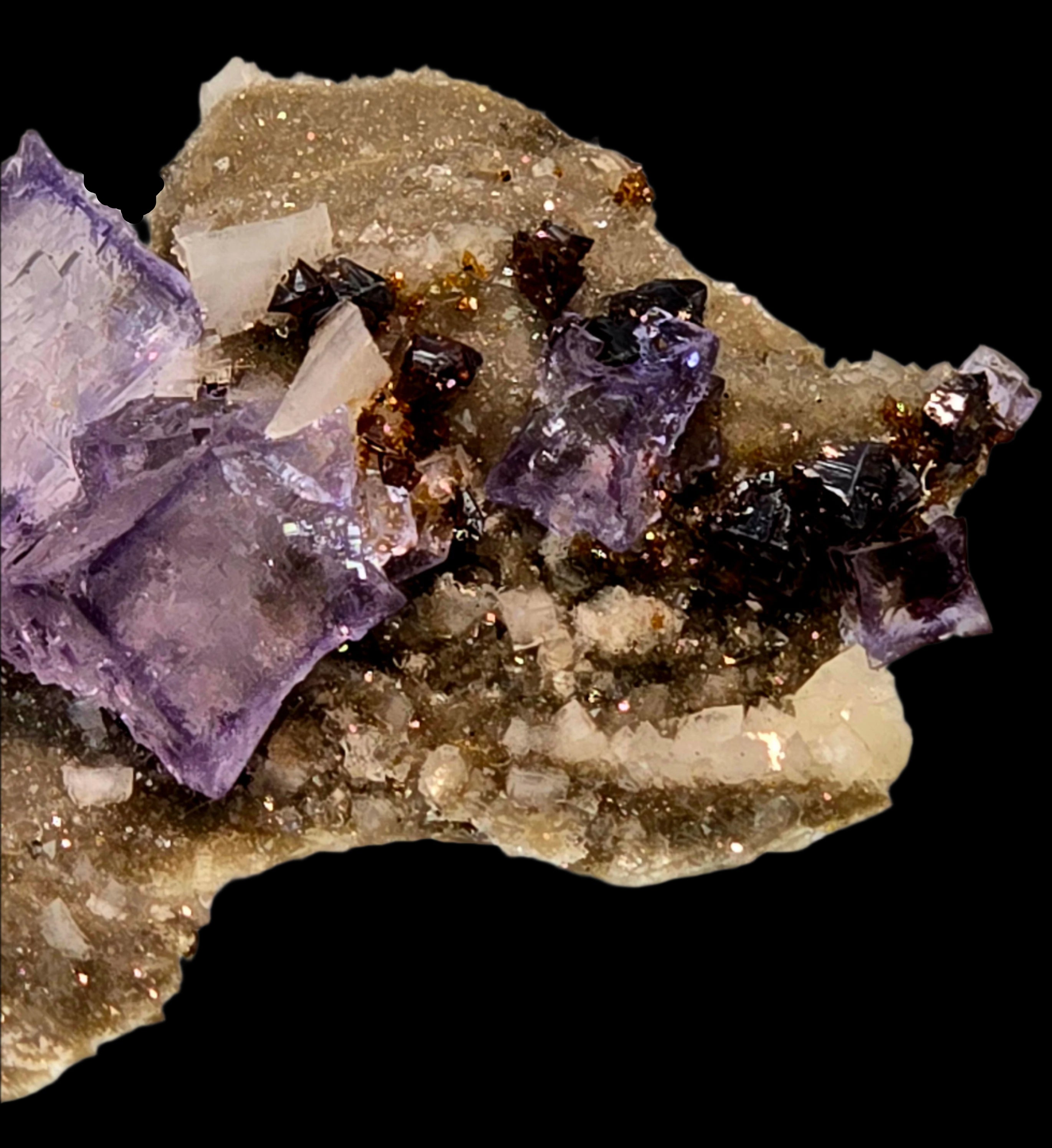 FLUORITE, RUBY JACK SPHALERITE, DOLOMITE (miniature)