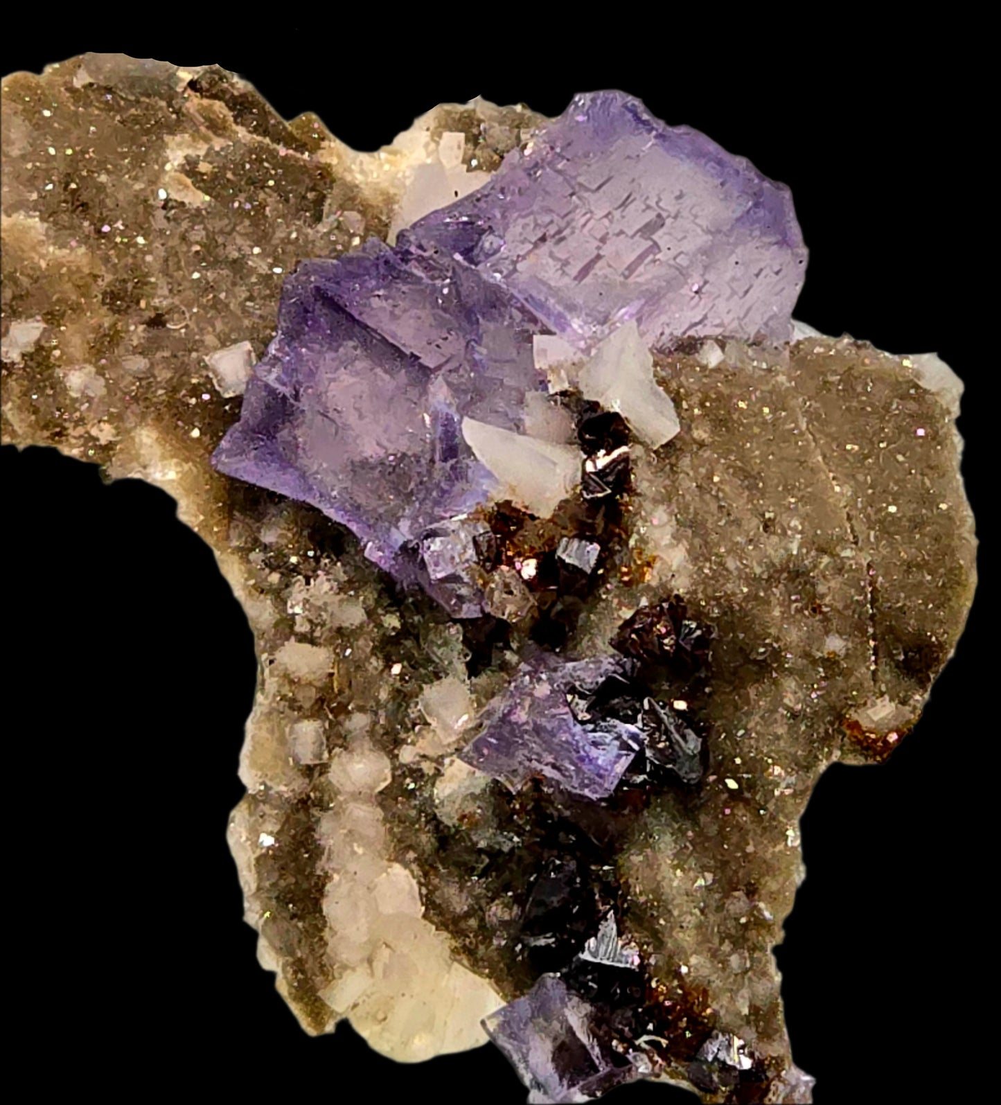 FLUORITE, RUBY JACK SPHALERITE, DOLOMITE