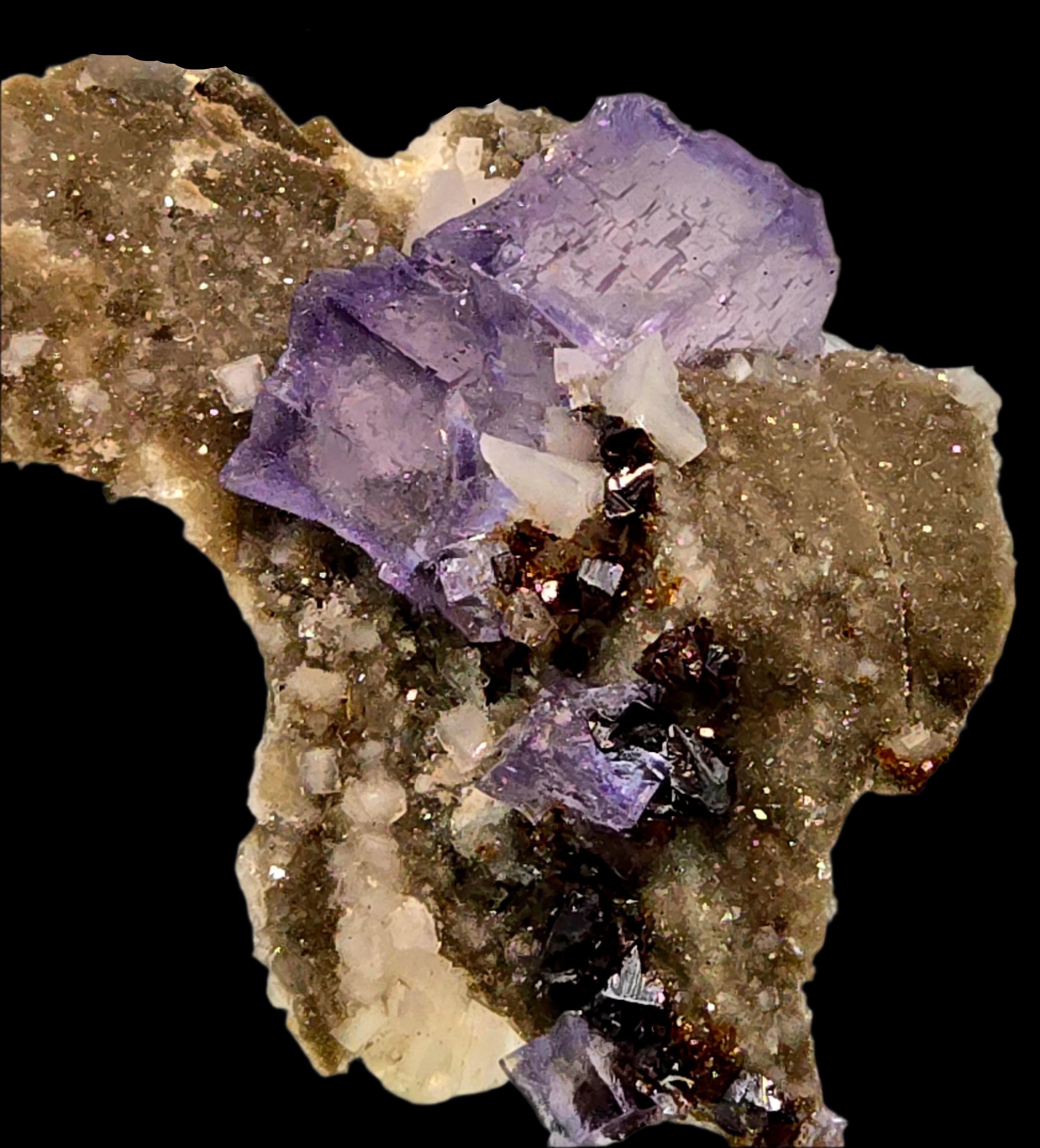 FLUORITE, RUBY JACK SPHALERITE, DOLOMITE (miniature)