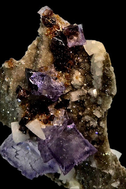 FLUORITE, RUBY JACK SPHALERITE, DOLOMITE