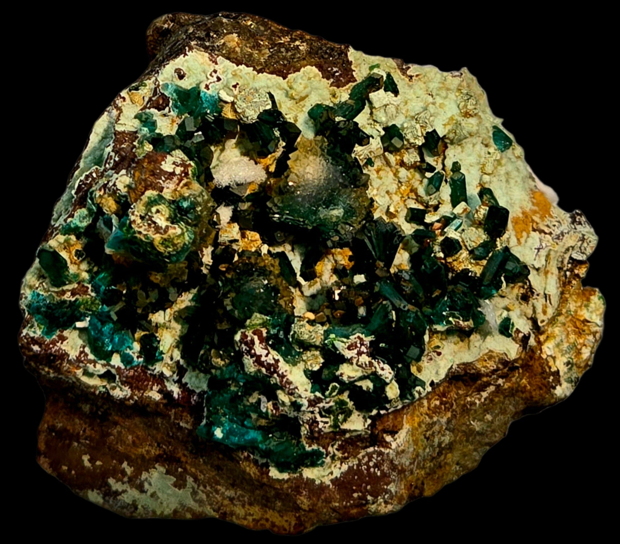 DIOPTASE with CALCITE (miniature)