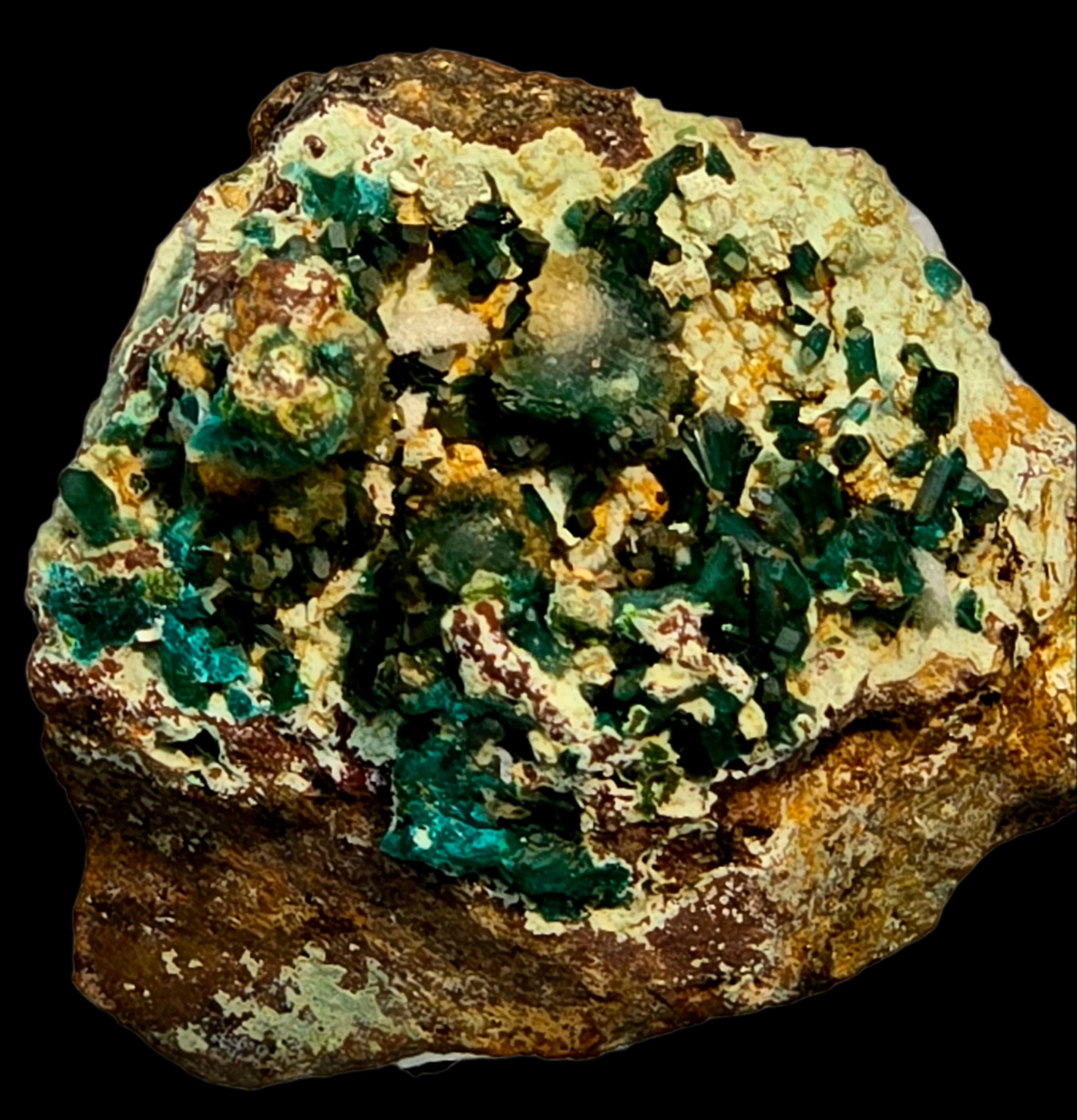 DIOPTASE with CALCITE (miniature)