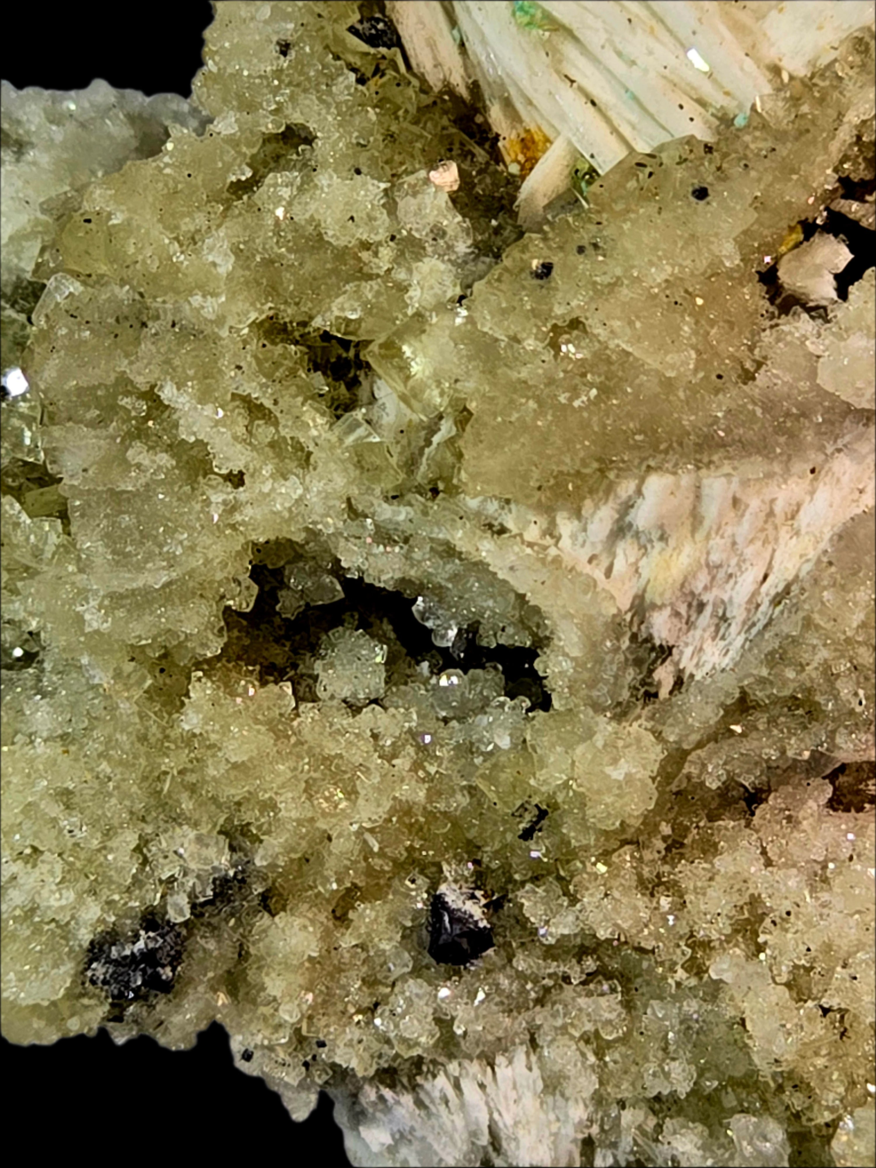 FLUORITE, BARYTE, GALENA and SPHALERITE, VALENTINITE (?) Belorechensk ULTRA RARE (small cabinet)