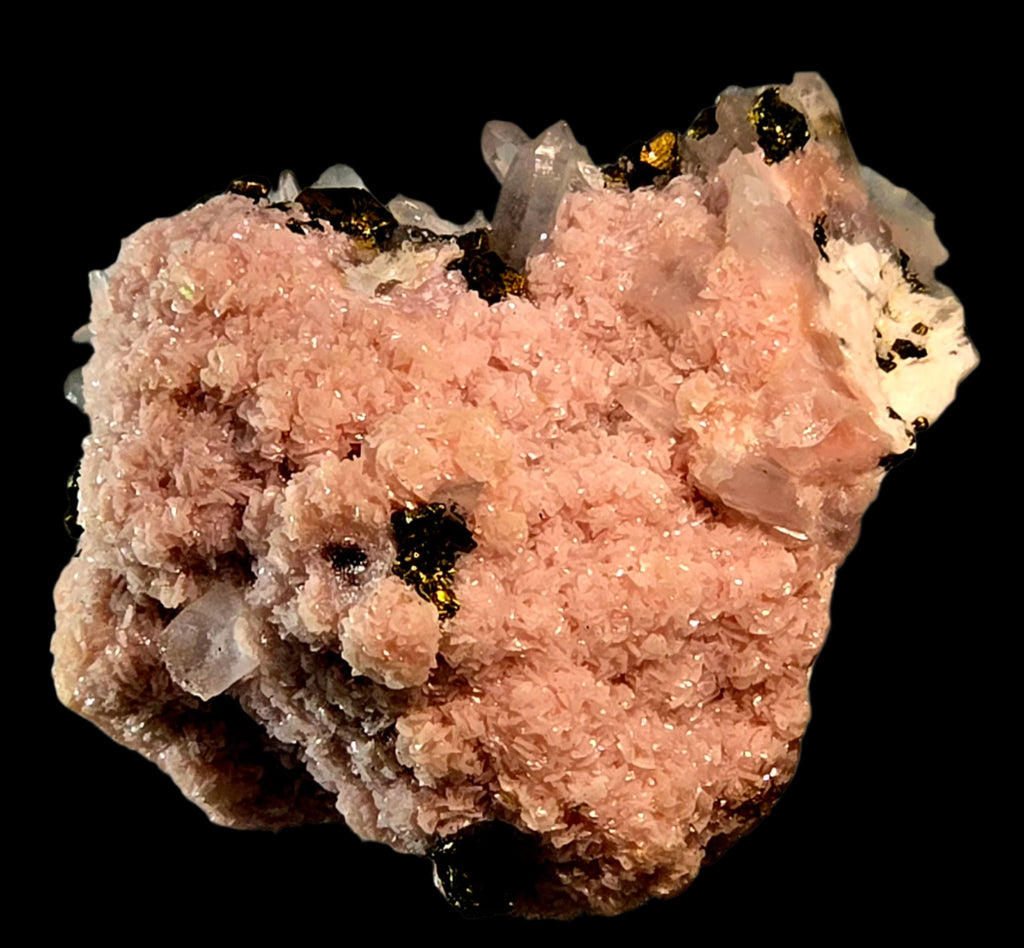 RHODOCHROSITE, CHALCOPYRITE, QUARTZ (miniature)