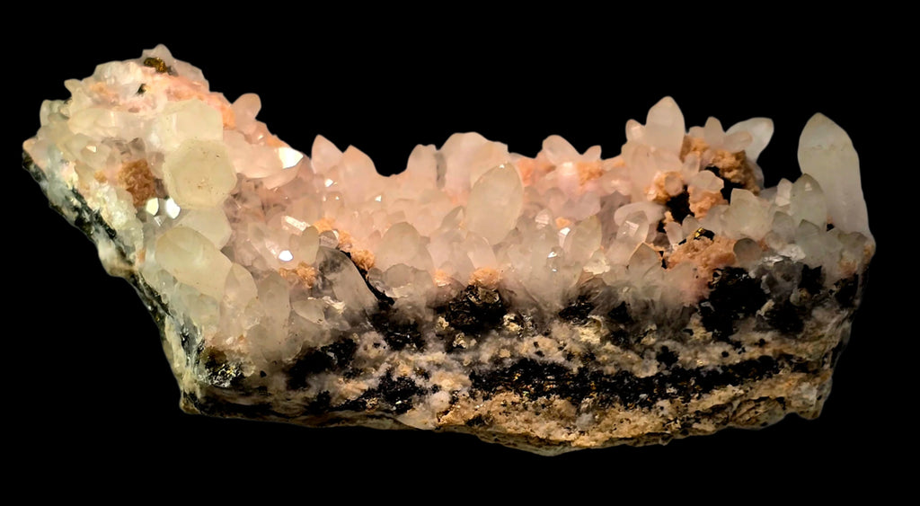 RHODOCHROSITE, QUARTZ, CHALCOPYRITE (cabinet)