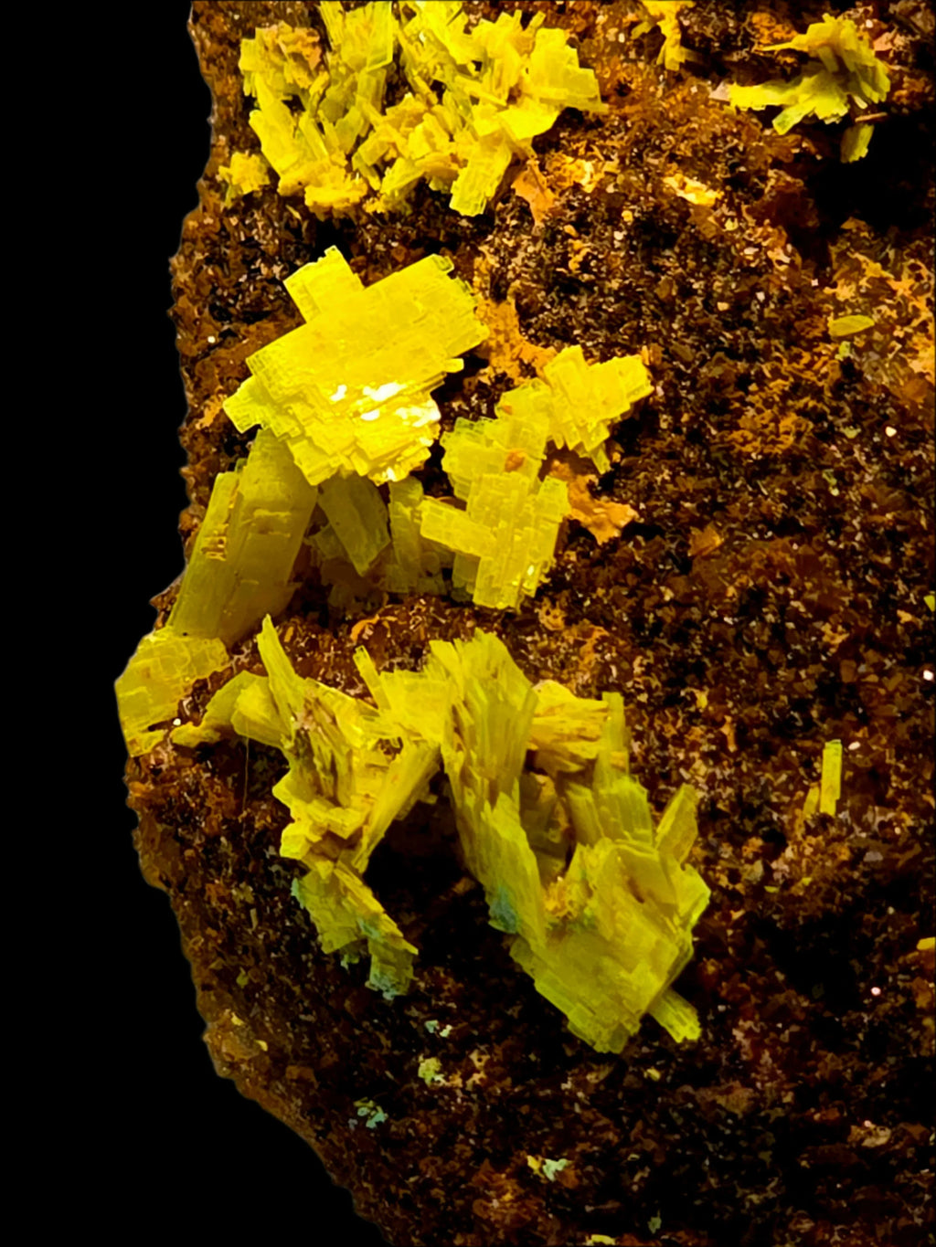 Vibrant yellow sulfur crystals on matrix, mineral specimen for collectors