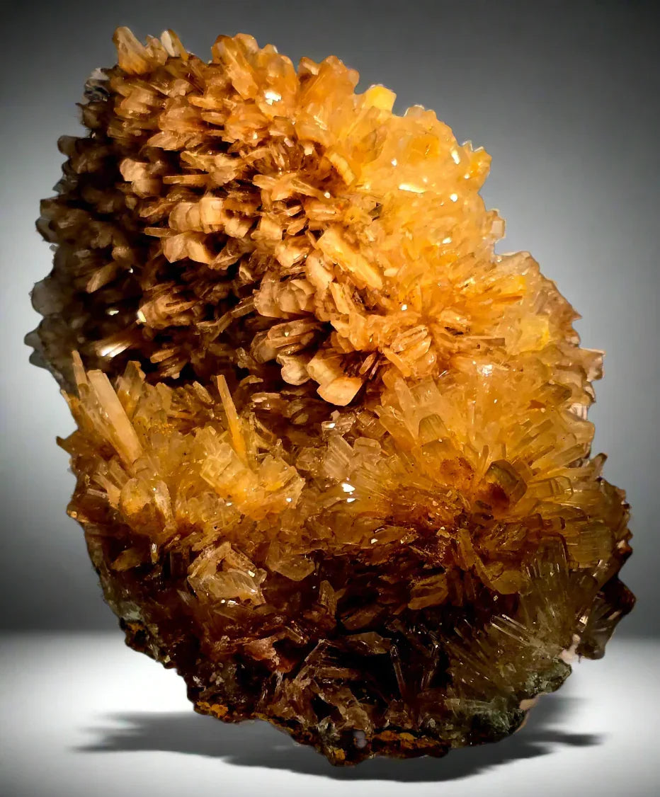 Calcite crystal cluster from Elmwood Mine, Tennessee - vibrant orange-yellow mineral specimen for collectors