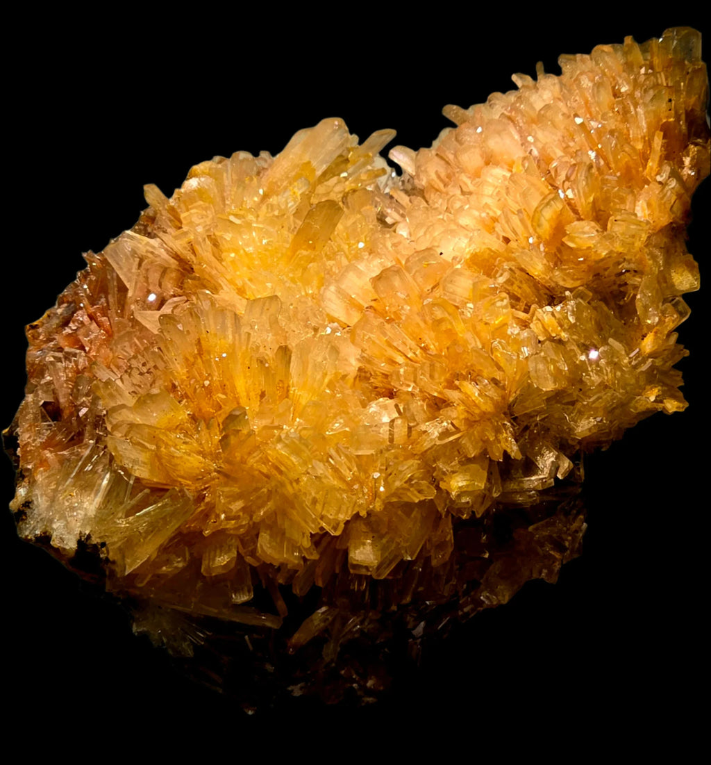 Golden calcite crystal cluster from classic locality, vibrant mineral specimen for collectors