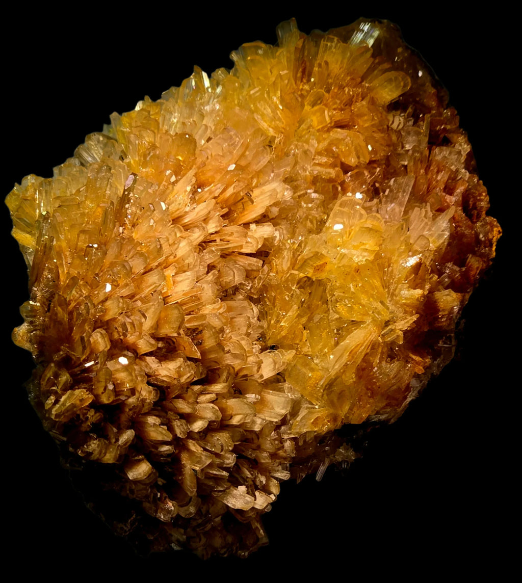 Honey Calcite crystal cluster from Mexico, golden translucent mineral specimen for collectors