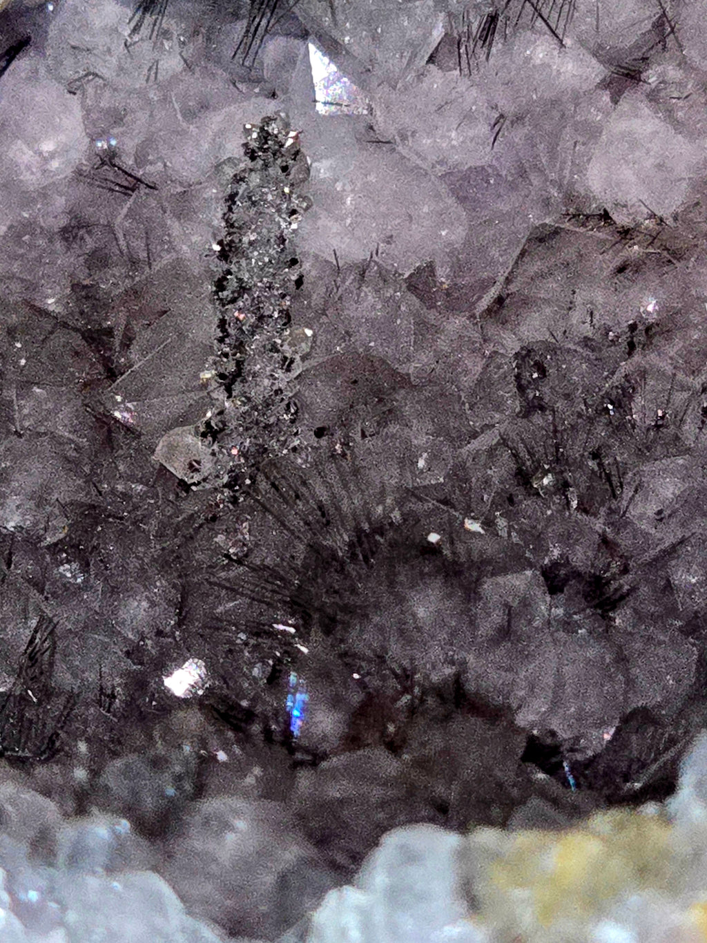 RUTILE NEEDLES, INTERGROWN WITH QUARTZ and CALCITE  (GEODE) (large cabinet)
