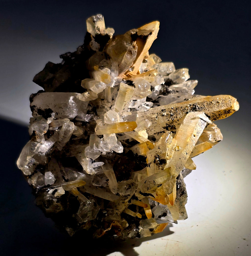 QUARTZ  with HEMATITE and BIOTITE, Jinlong Hill Guangdong PRC (large cabinet)