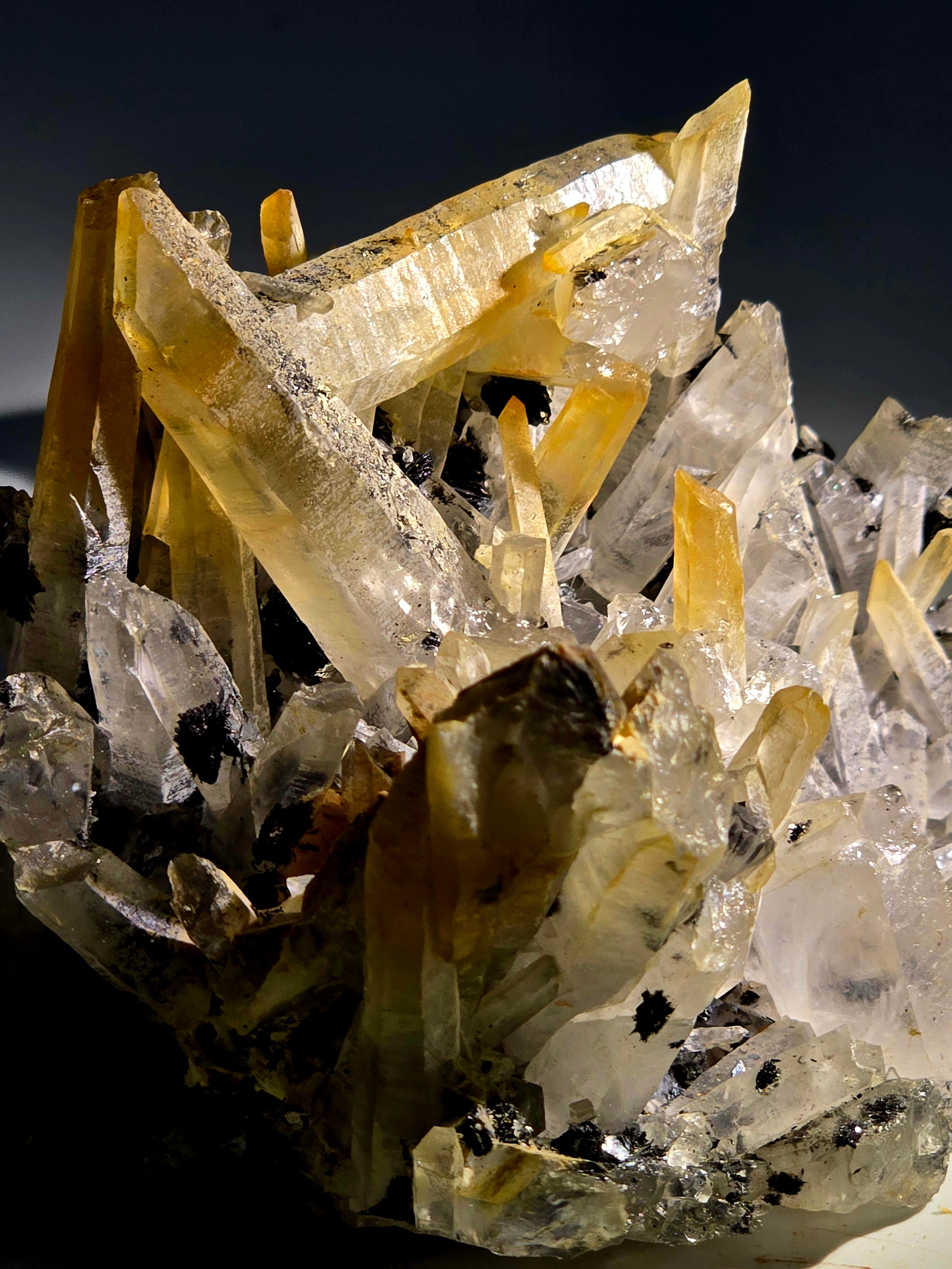 QUARTZ  with HEMATITE and BIOTITE, Jinlong Hill Guangdong PRC (large cabinet)