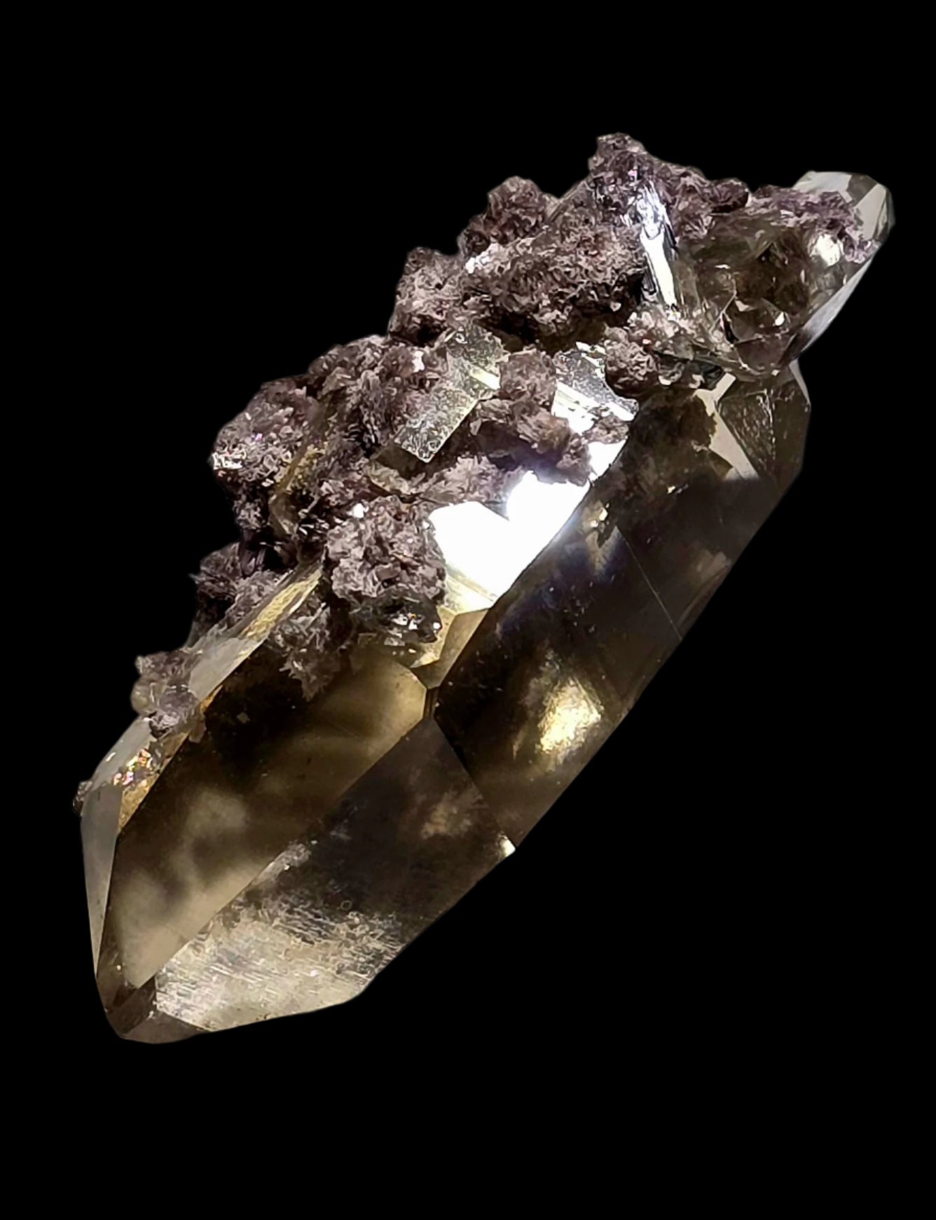 LEPIDOLITE on SMOKEY QUARTZ (small cabinet)