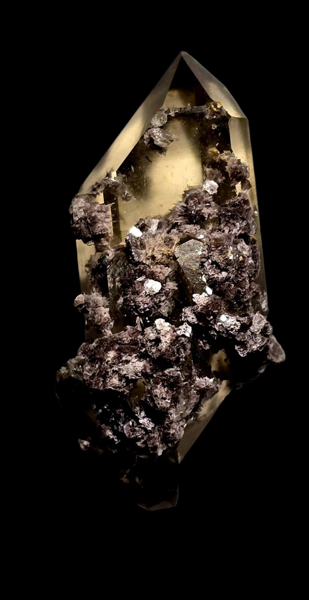 LEPIDOLITE on SMOKEY QUARTZ (small cabinet)