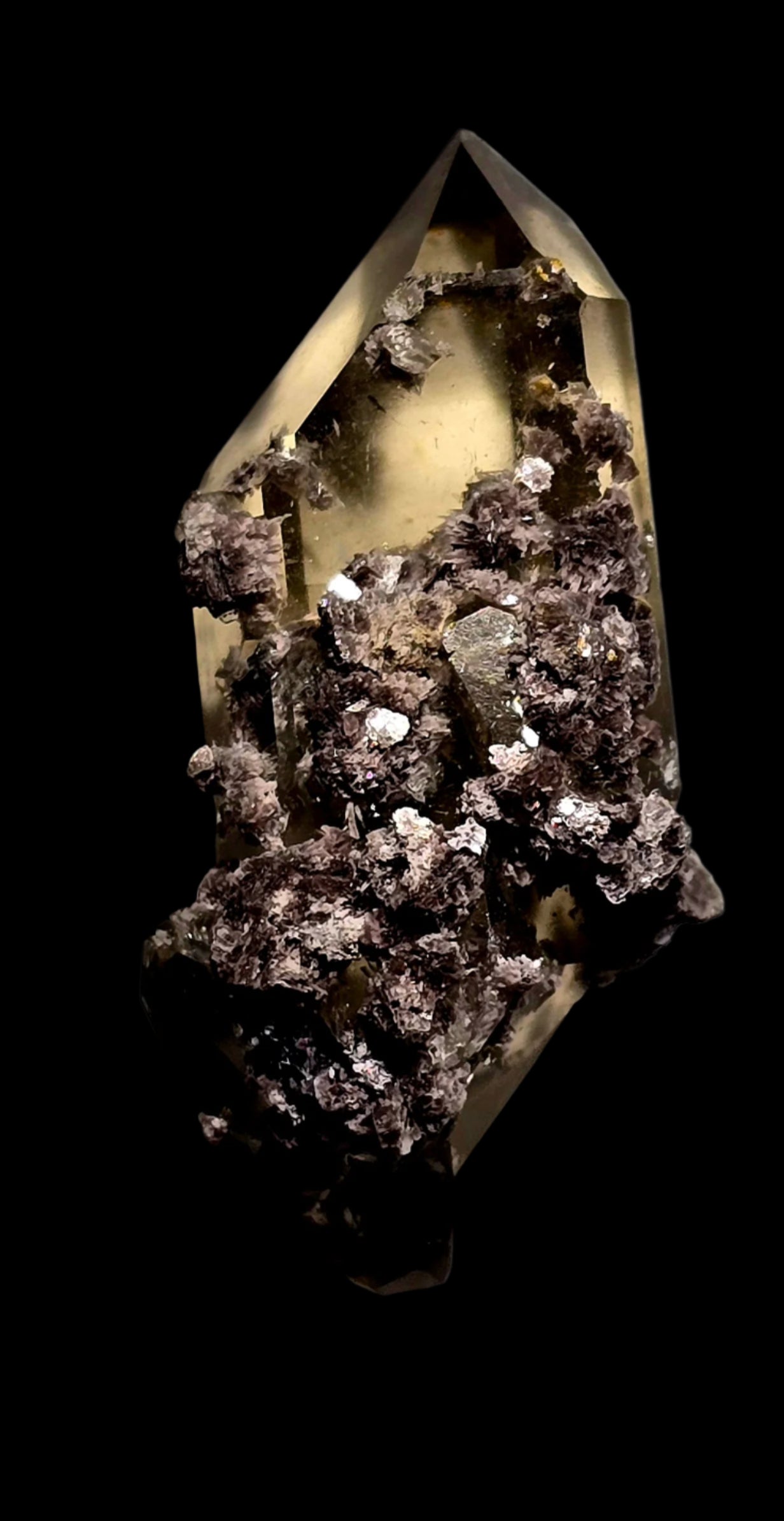 LEPIDOLITE on SMOKEY QUARTZ (small cabinet)