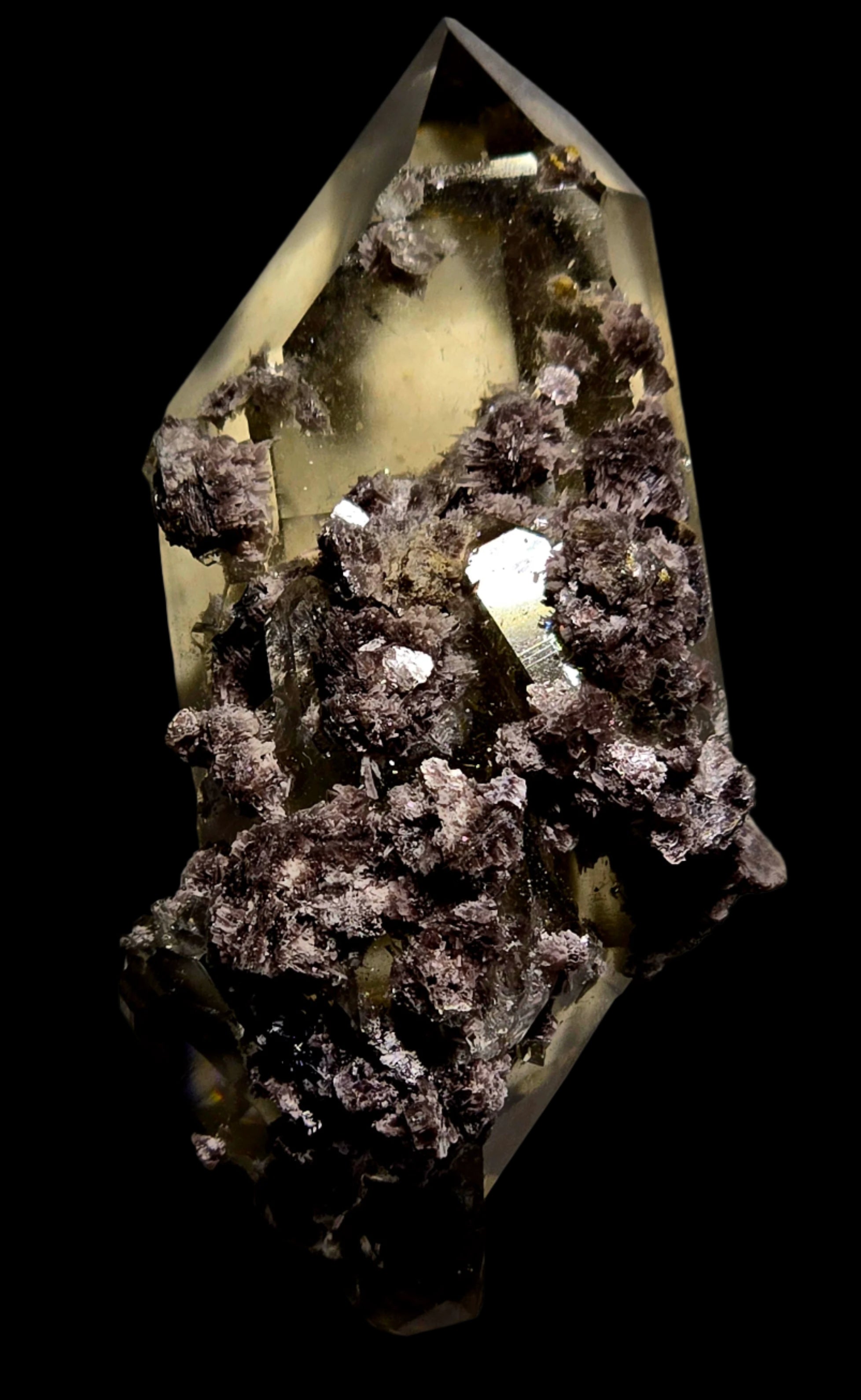 LEPIDOLITE on SMOKEY QUARTZ (small cabinet)