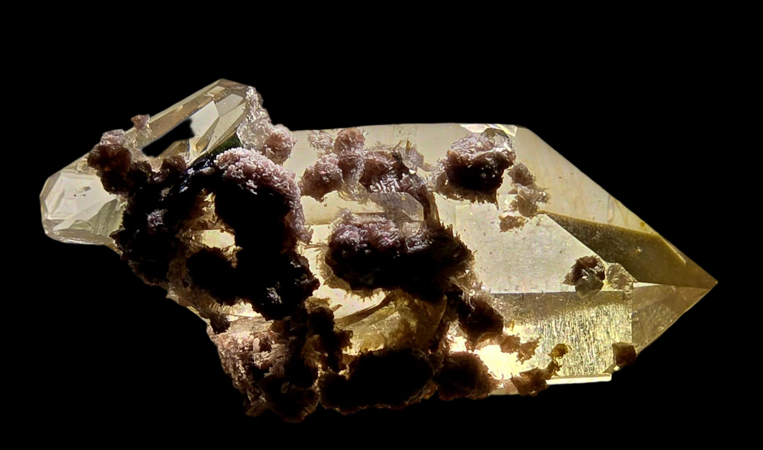 LEPIDOLITE on SMOKEY QUARTZ (small cabinet)