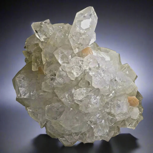 Apophyllite crystal cluster from India, translucent white crystals with natural mineral formation