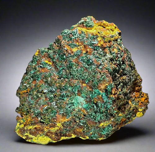 Malachite and sulfur specimen from Arizona, vibrant green and yellow mineral cluster for collectors