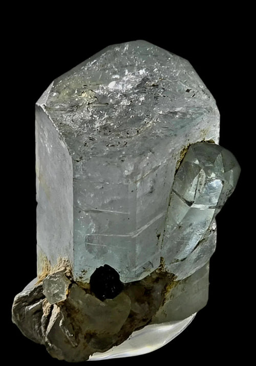 Fluorite crystal specimen from China, translucent with cubic form and matrix base