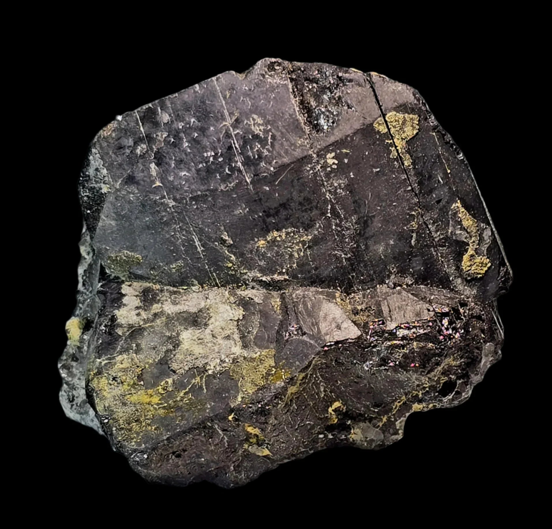 Hematite with Pyrite from Brazil, dark metallic mineral specimen with golden inclusions