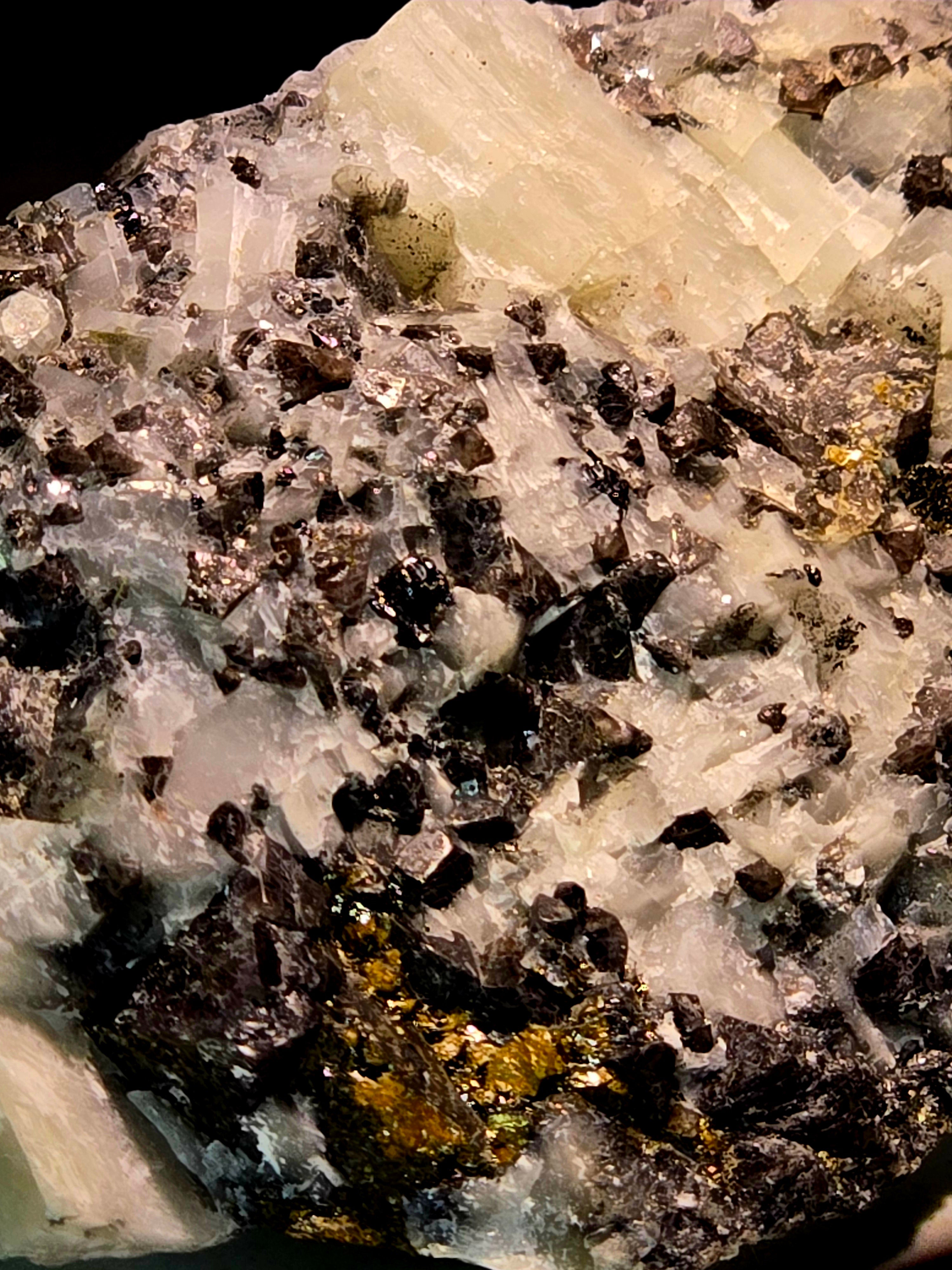 PYRRHOTITE with SPINEL and CALCITE (small cabinet)